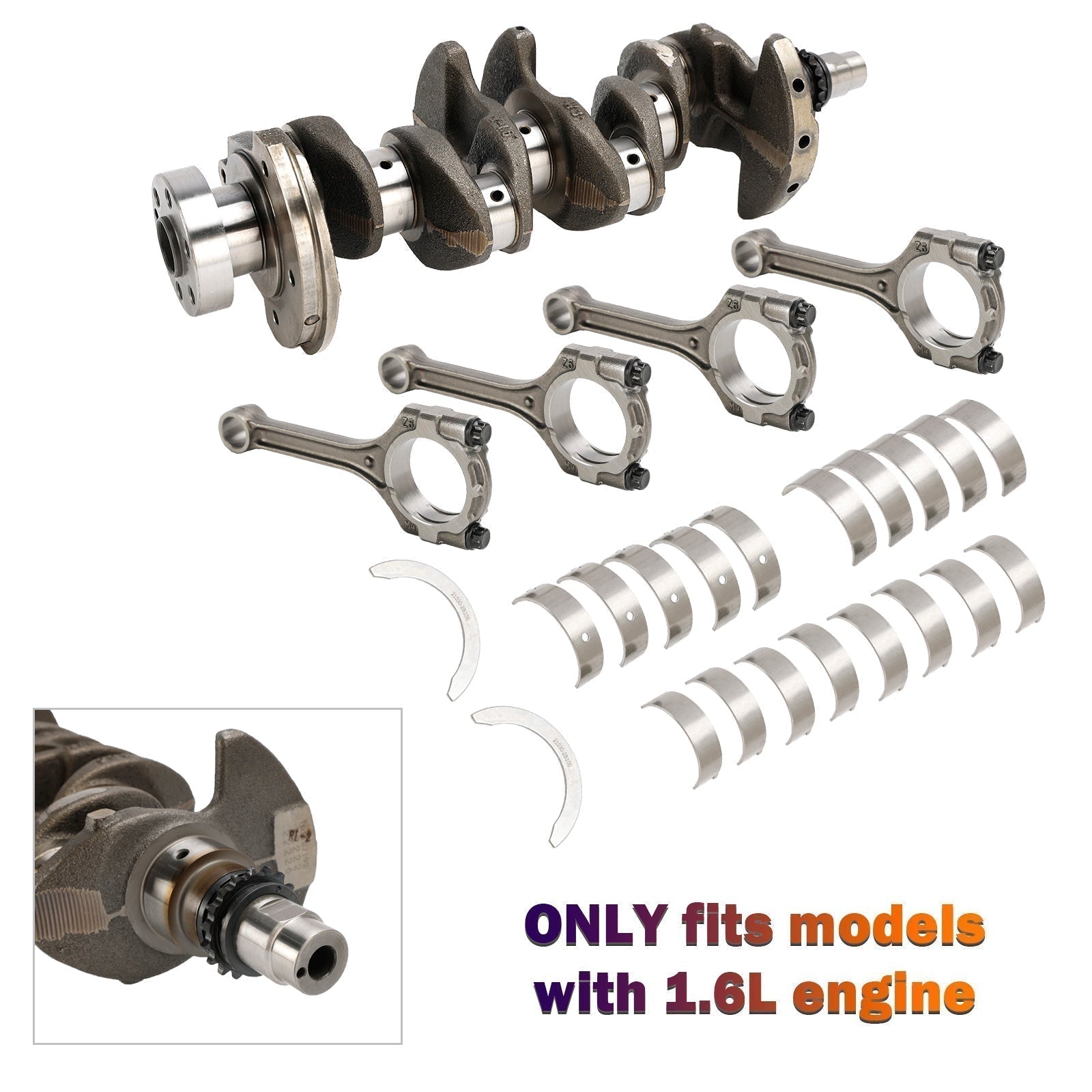 2017 Hyundai Accent LE Sedan 4-Door 1.6L Engine Crankshaft Con Rods & Bearing Set 231102B610
