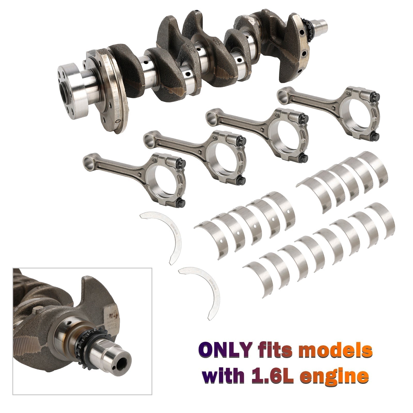 2012-2016 Hyundai Accent GL Sedan 4-Door 1.6L Engine Crankshaft Con Rods & Bearing Set 231102B610