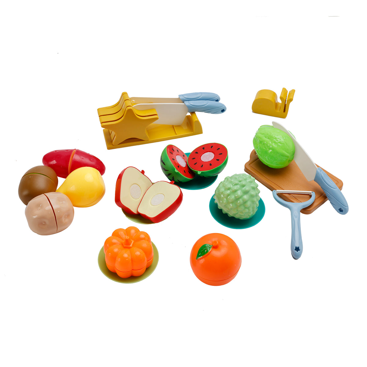 21Pcs Cutting Play Food Pretend Food Fake Food Vegetable Fruits Toys Set For Kid