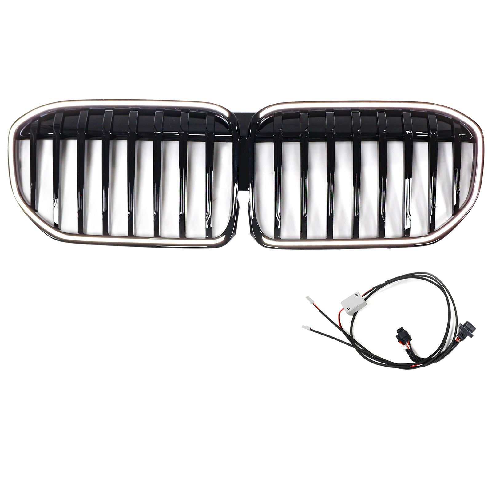 2019-2022 BMW 7 Series G12 Long-Wheelbase Version Facelift Single Slat Gloss Black Front Grill Grille