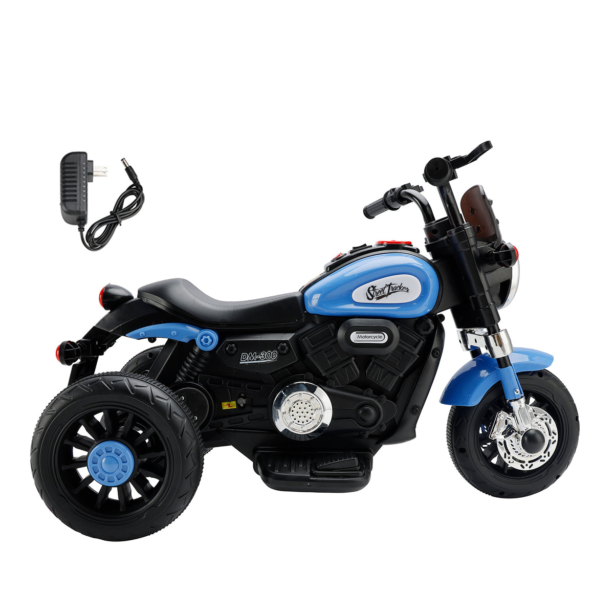 3 Wheel Kids Ride On Motorcycle 6V Powered Electric Dual Drive Toy Car Blue