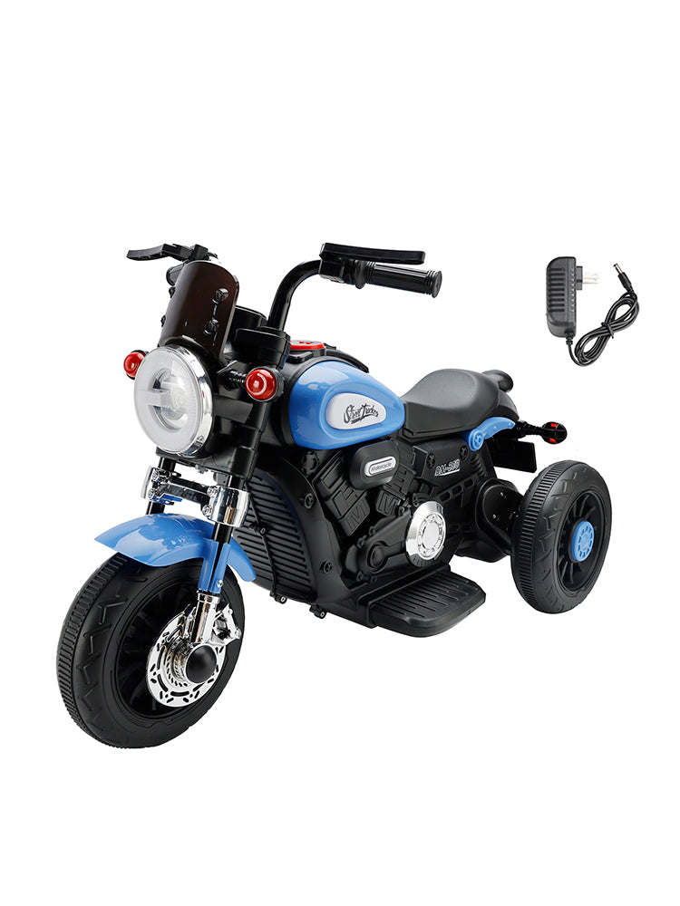 3 Wheel Kids Ride On Motorcycle 6V Powered Electric Dual Drive Toy Car Blue