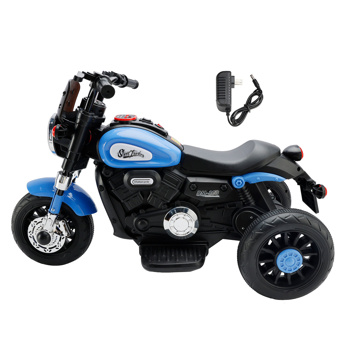 3 Wheel Kids Ride On Motorcycle 6V Powered Electric Dual Drive Toy Car Blue
