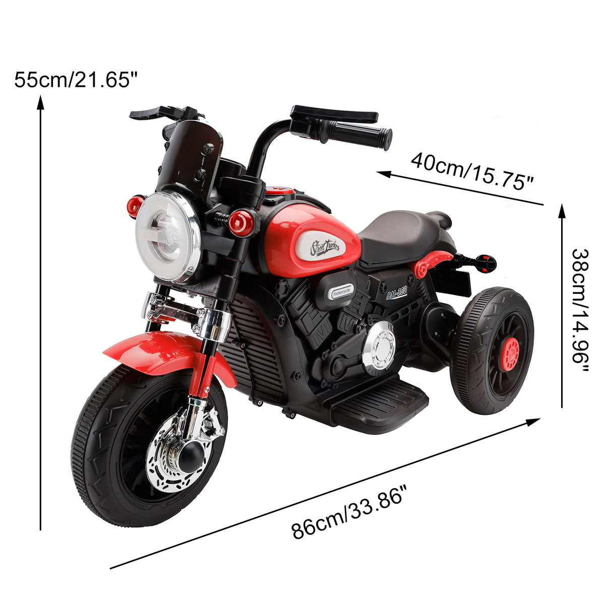 3 Wheel Kids Ride On Motorcycle 6V Powered Electric Dual Drive Toy Car Red
