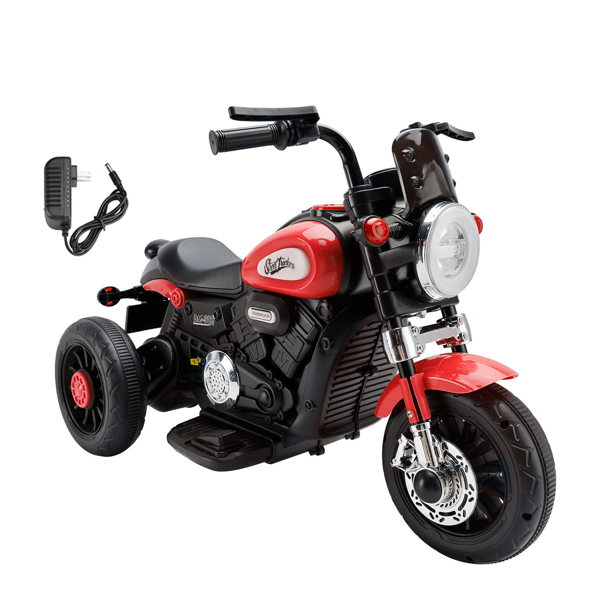 3 Wheel Kids Ride On Motorcycle 6V Powered Electric Dual Drive Toy Car Red