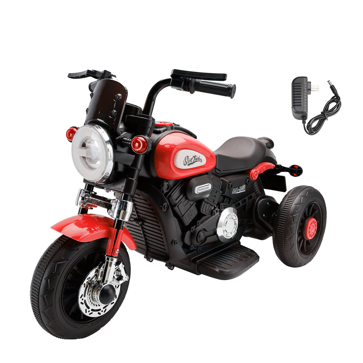3 Wheel Kids Ride On Motorcycle 6V Powered Electric Dual Drive Toy Car Red
