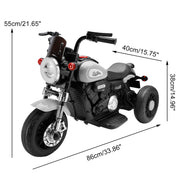 3 Wheel Kids Ride On Motorcycle 6V Powered Electric Dual Drive Toy Car Gray