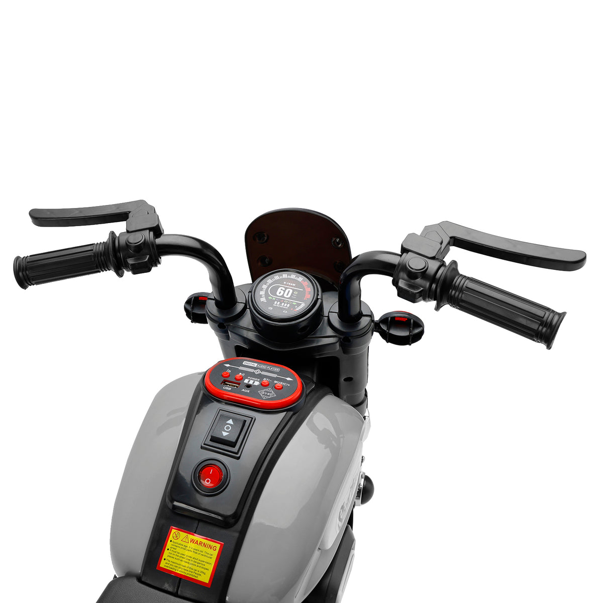 3 Wheel Kids Ride On Motorcycle 6V Powered Electric Dual Drive Toy Car Gray