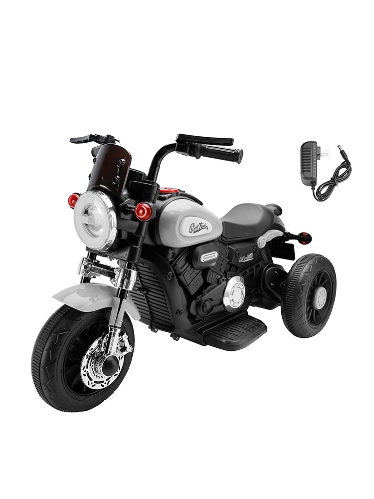 3 Wheel Kids Ride On Motorcycle 6V Powered Electric Dual Drive Toy Car Gray