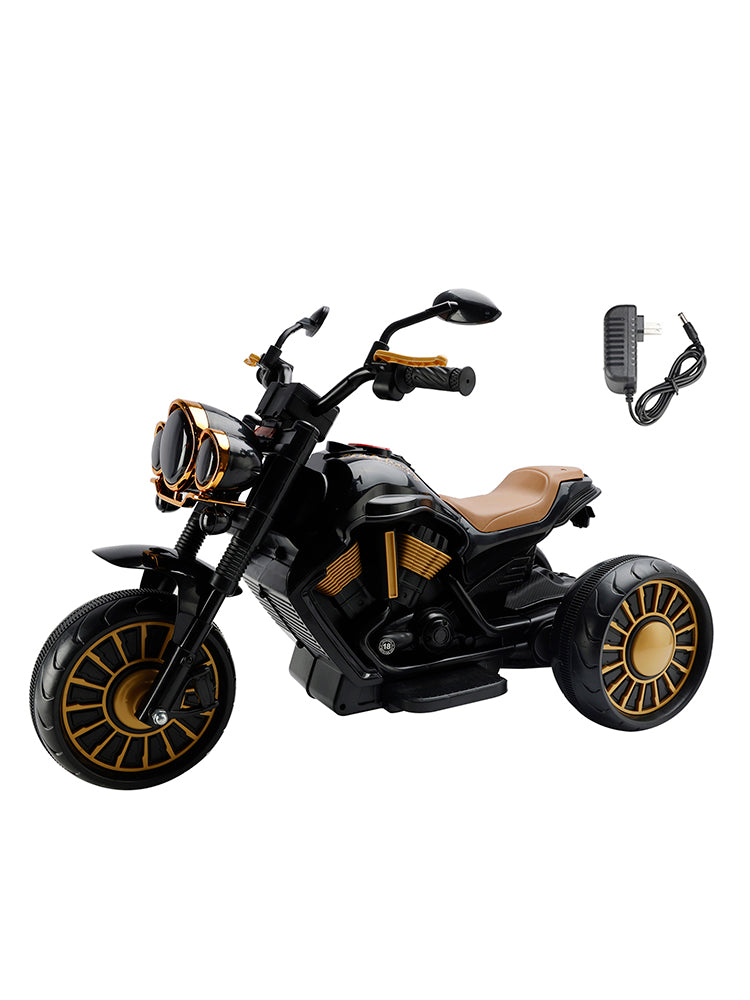 3 Wheel Kids Ride On Motorcycle Electric Dual Drive Toy Car With LED Light Black