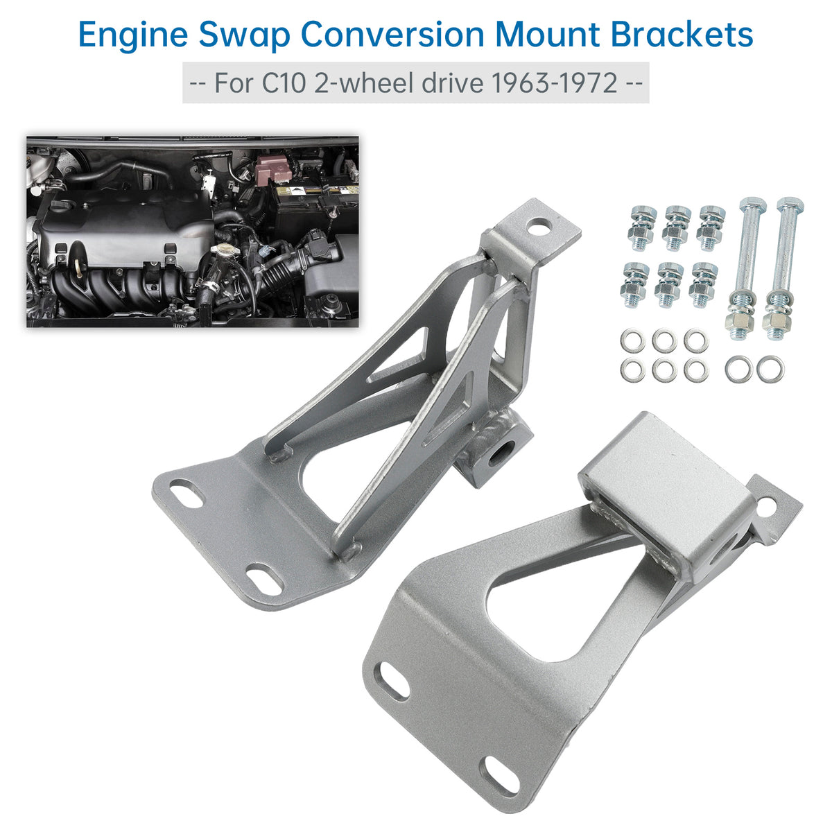 Engine Mounts Brackets for Chevy C10 For GMC Truck Small Block V8 1963-1972