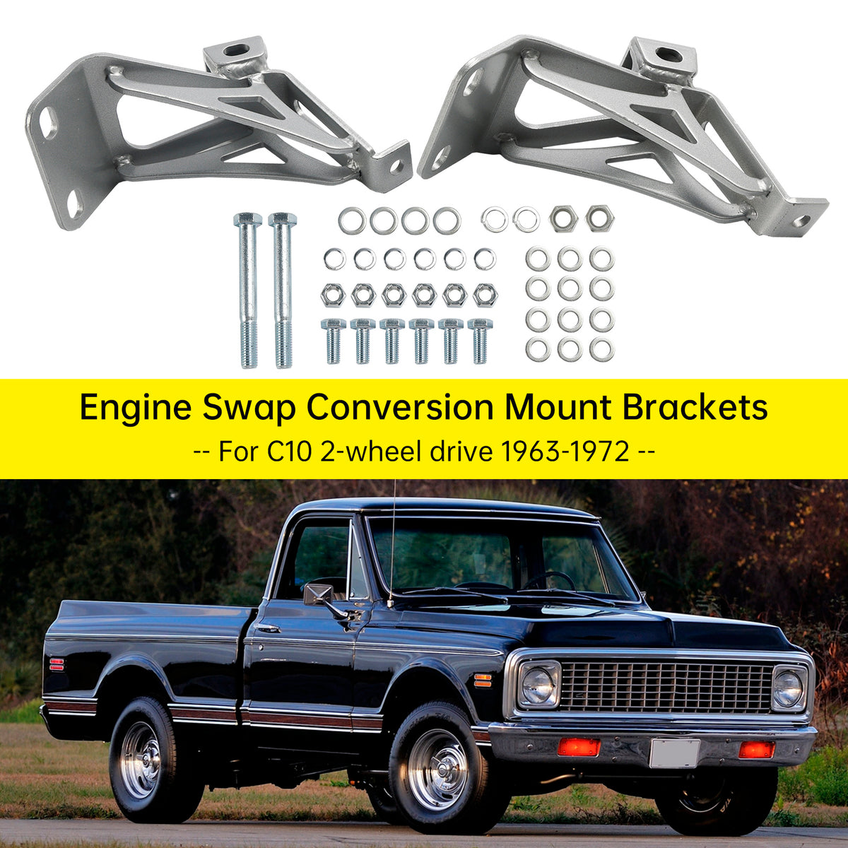 Engine Mounts Brackets for Chevy C10 For GMC Truck Small Block V8 1963-1972