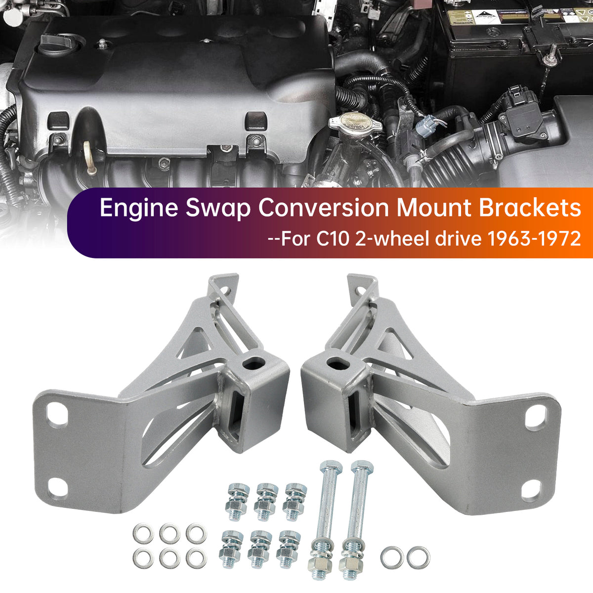 Engine Mounts Brackets for Chevy C10 For GMC Truck Small Block V8 1963-1972