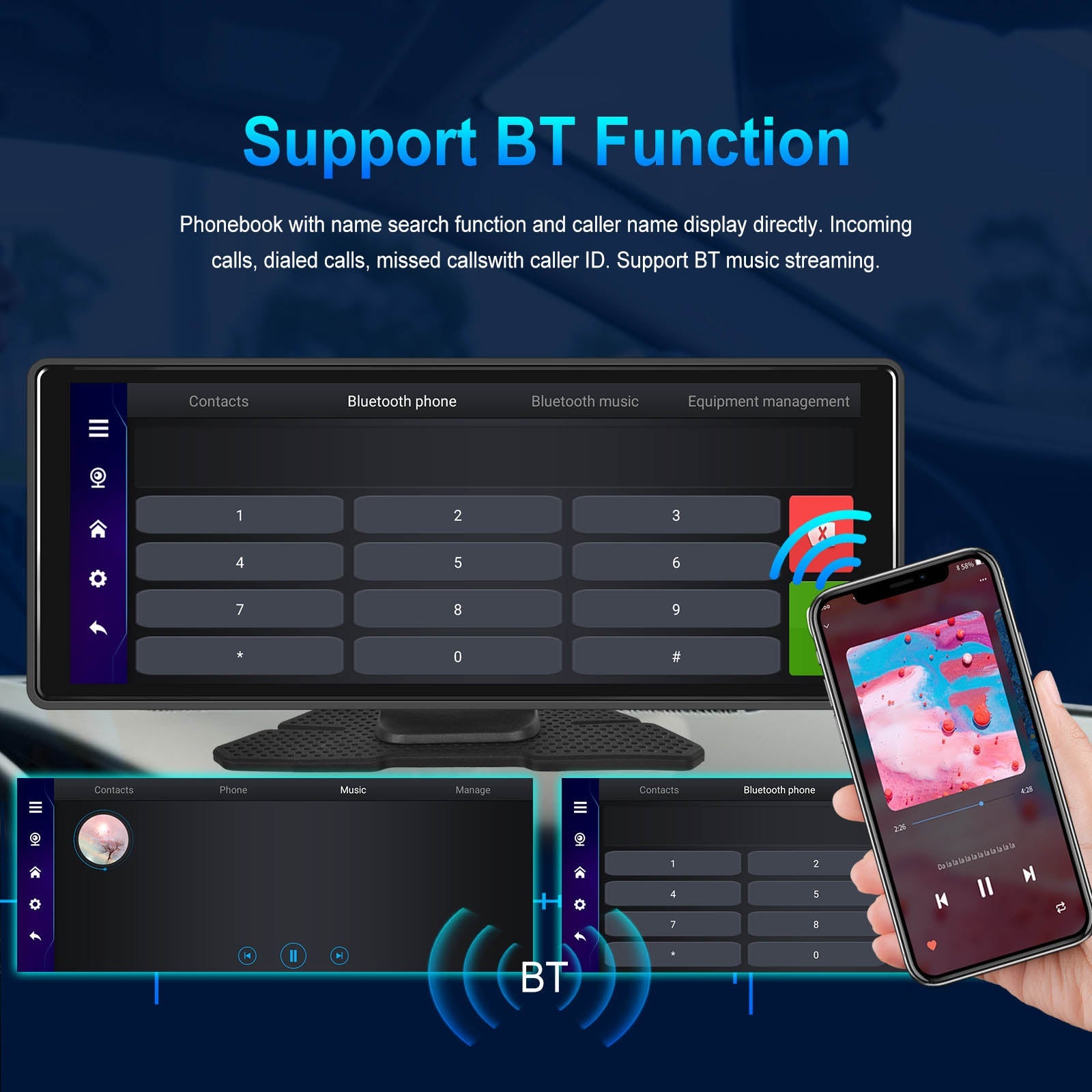 10.77"Bluetooth Car Navigation Carplay HD Large Touch Screen Recorder AHD Camera