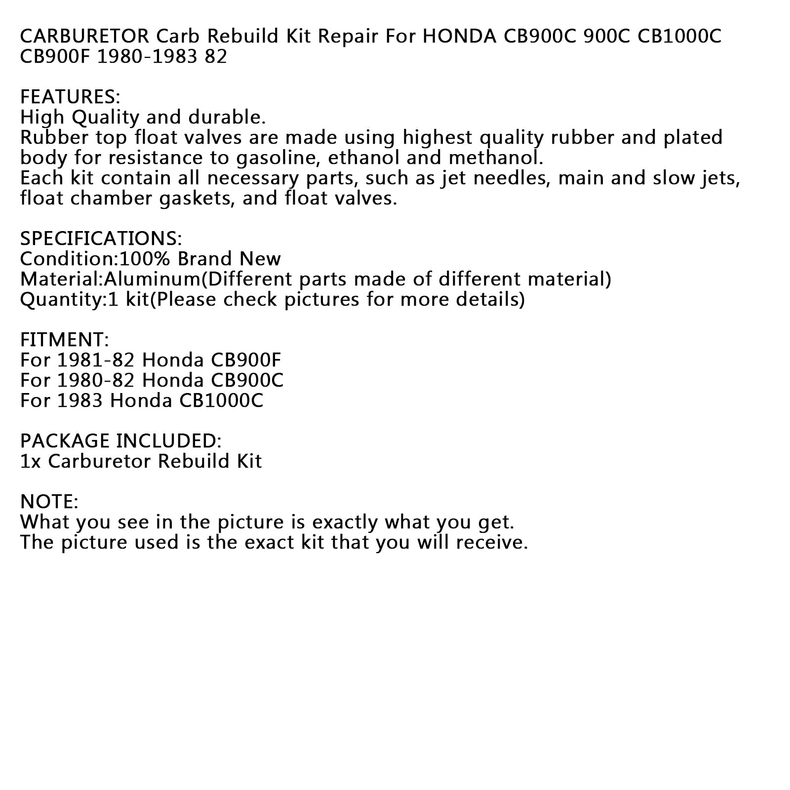 HONDA CB900C 900C CB1000C CB900F 1980-1983 82 Areyourshop Carburetor Carb Rebuild Repair