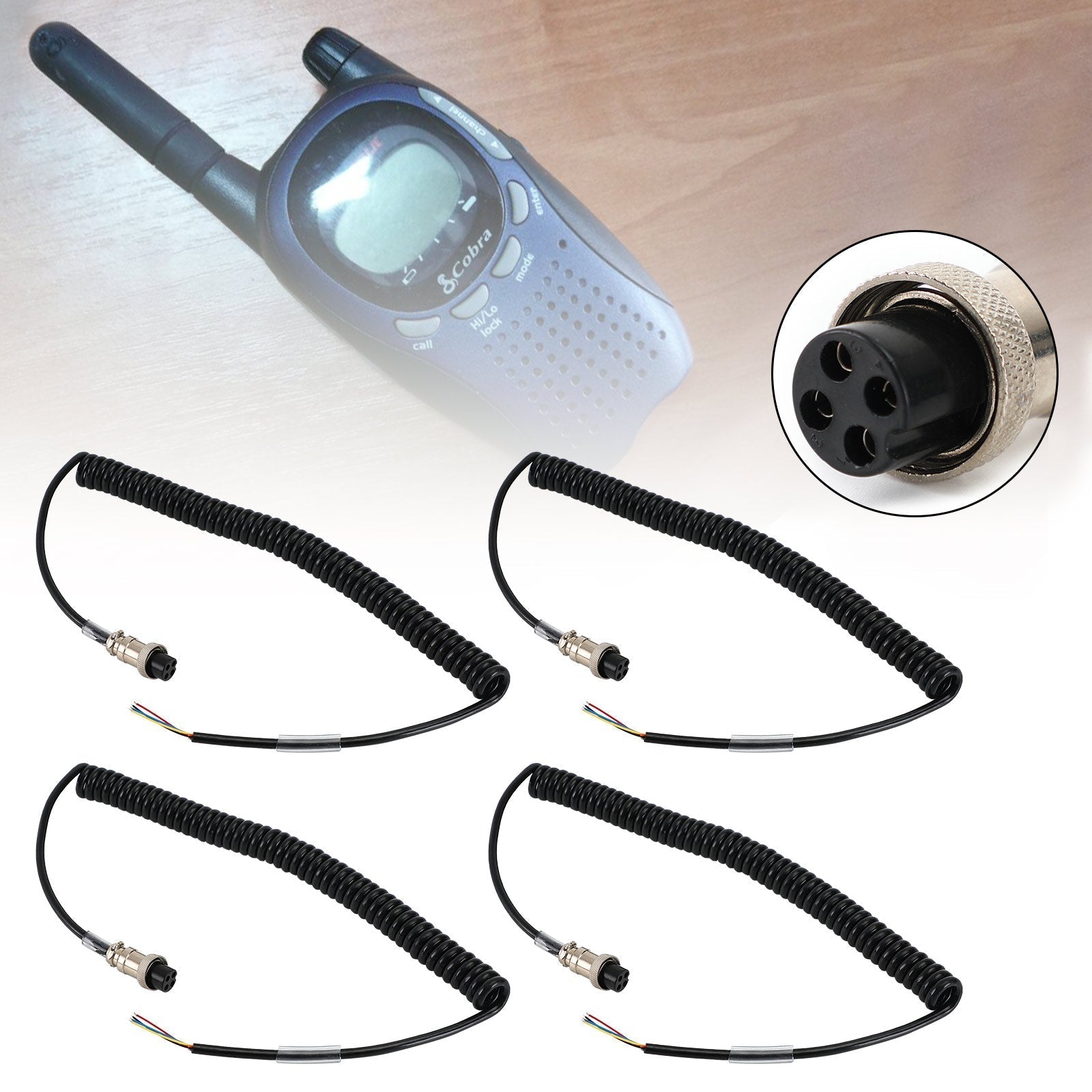 1 Pcs Radio Speaker Mic Microphone 4Pin Cable For Pr550 Pr3100 Car Walkie Talkie