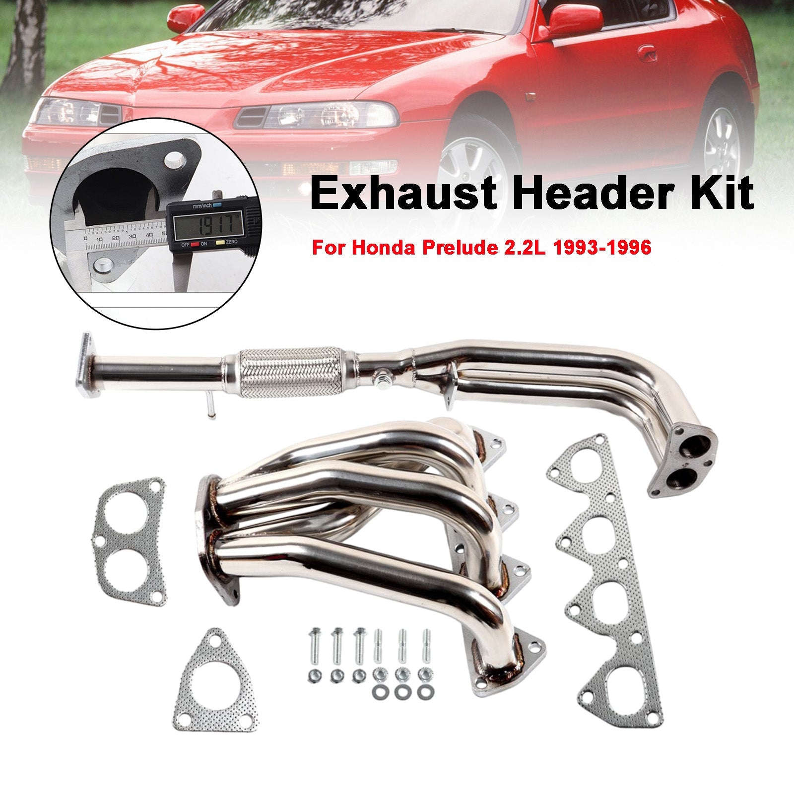Steel Manifold Exhaust Racing Header Stainless Fit Honda Prelude 2.2L 1993-1996