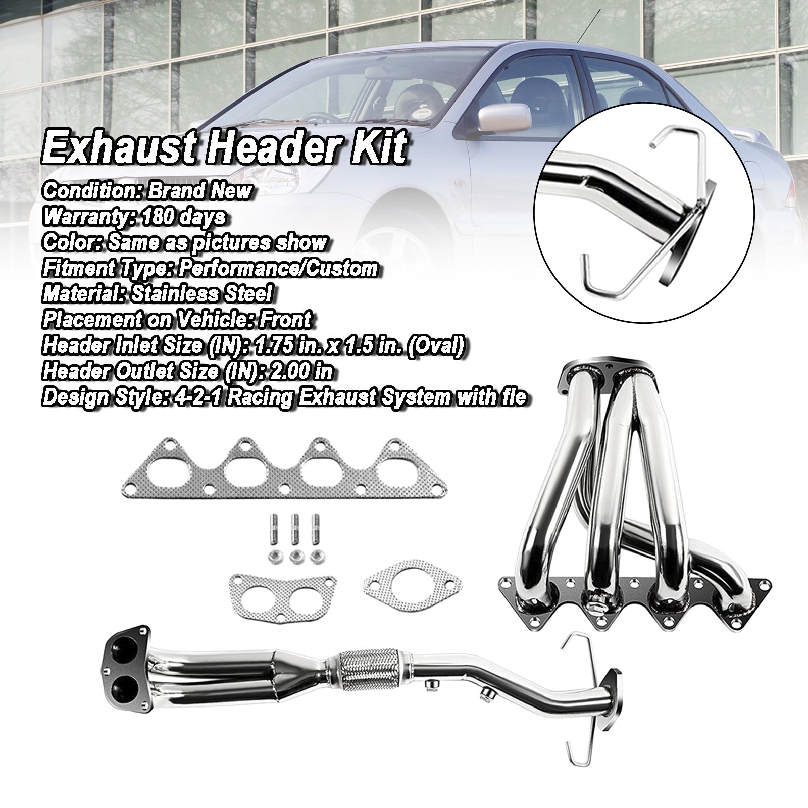 Stainless Steel Racing Exhaust Header Manifold Fit Mitsubishi Lancer 2002-2007