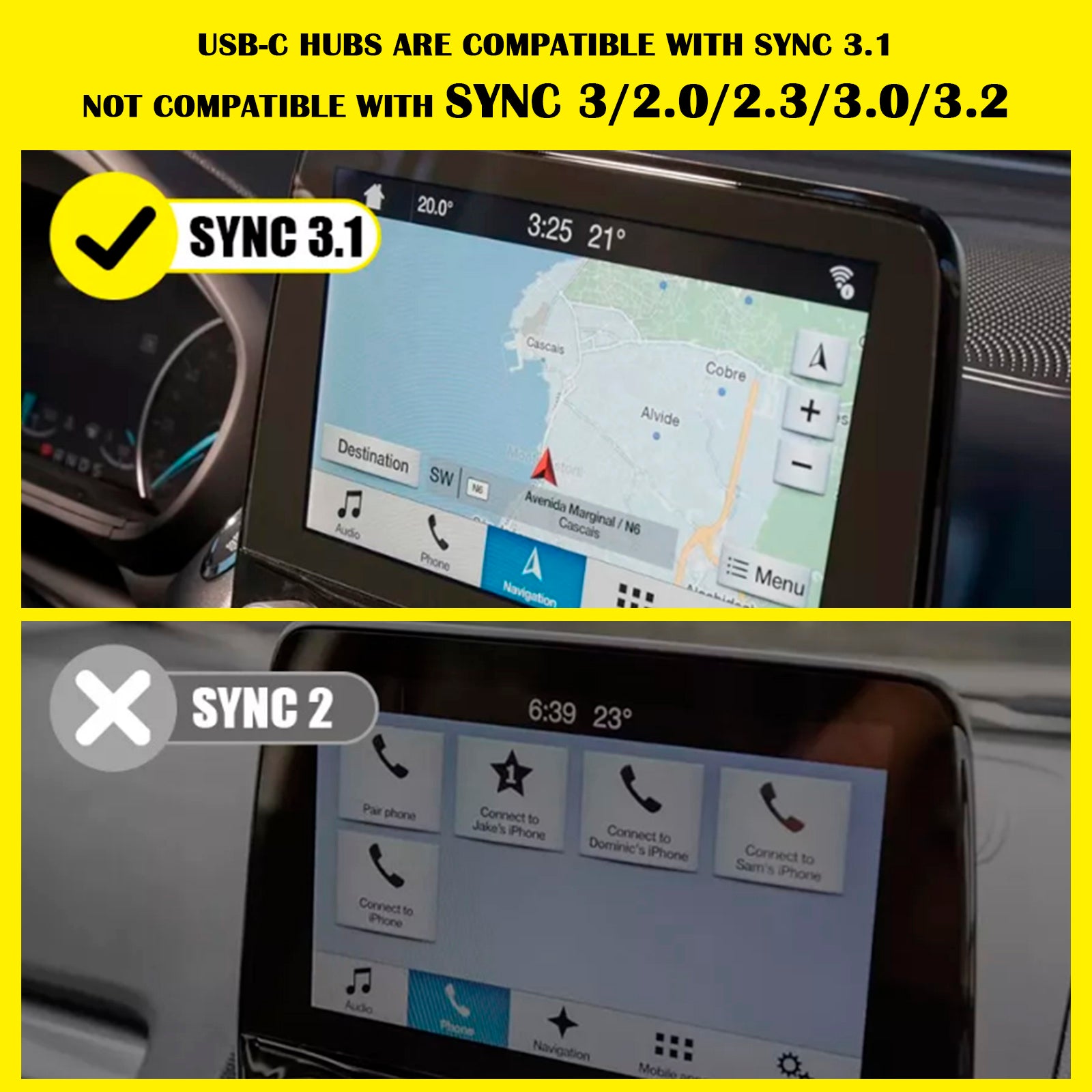 2018-2022 Ford F-350 Super Duty King Ranch, Lariat, Limited, Platinum, XL, XLT Apple USB CarPlay Upgrade Interface Module Sync 3 Media Hub F HC3Z-19A387-E