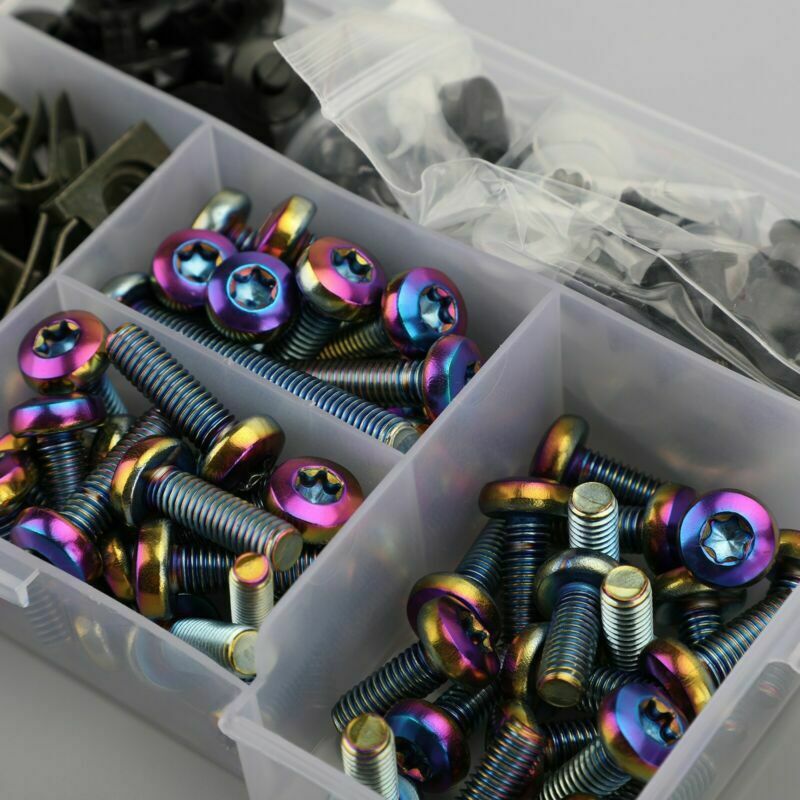 Bolt Kit Motorcycle Fastener Clip Titanium Burnt Windscreen 173PCS Screw Bolt Fairing