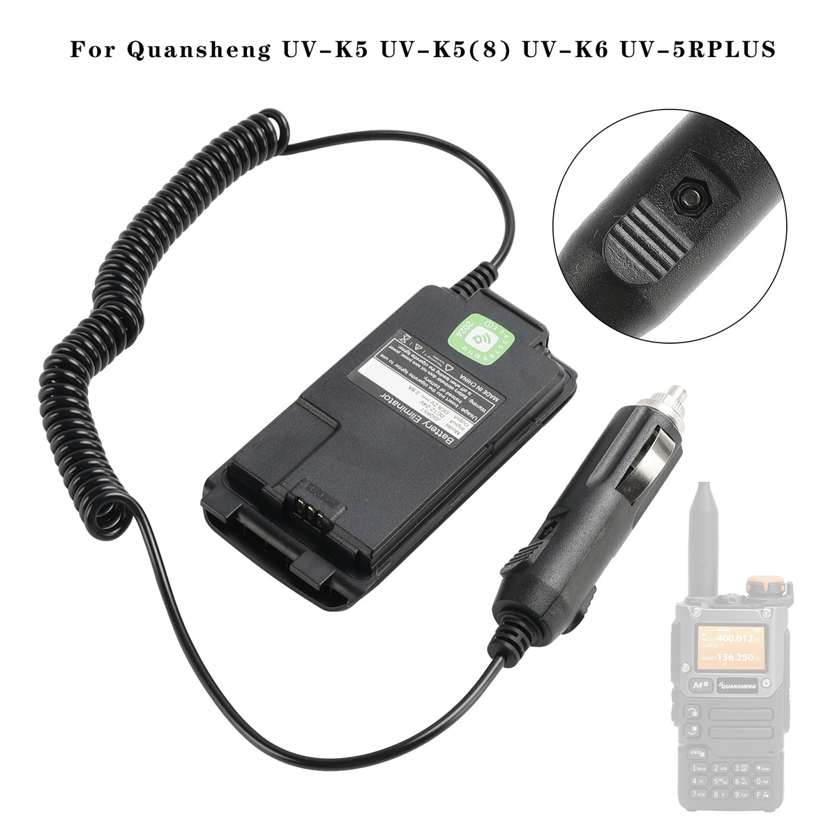 Quansheng UV-K5 Car Charger 12V/24V Battery Eliminator For UV-K5 UV-K6 UV-5RPLUS