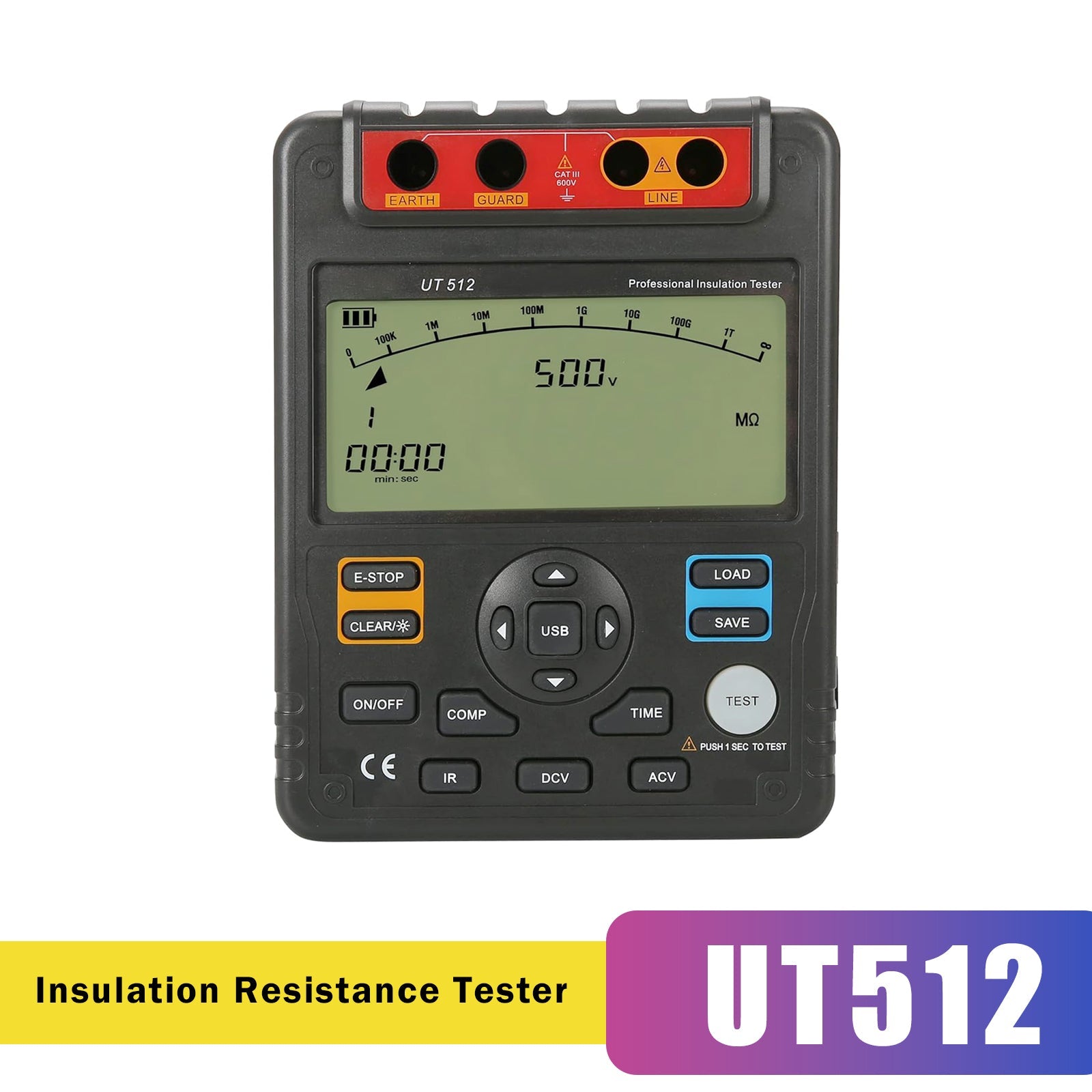 UT512 Insulation Resistance Testers Voltmeter Auto Range 2500V 100GΩ