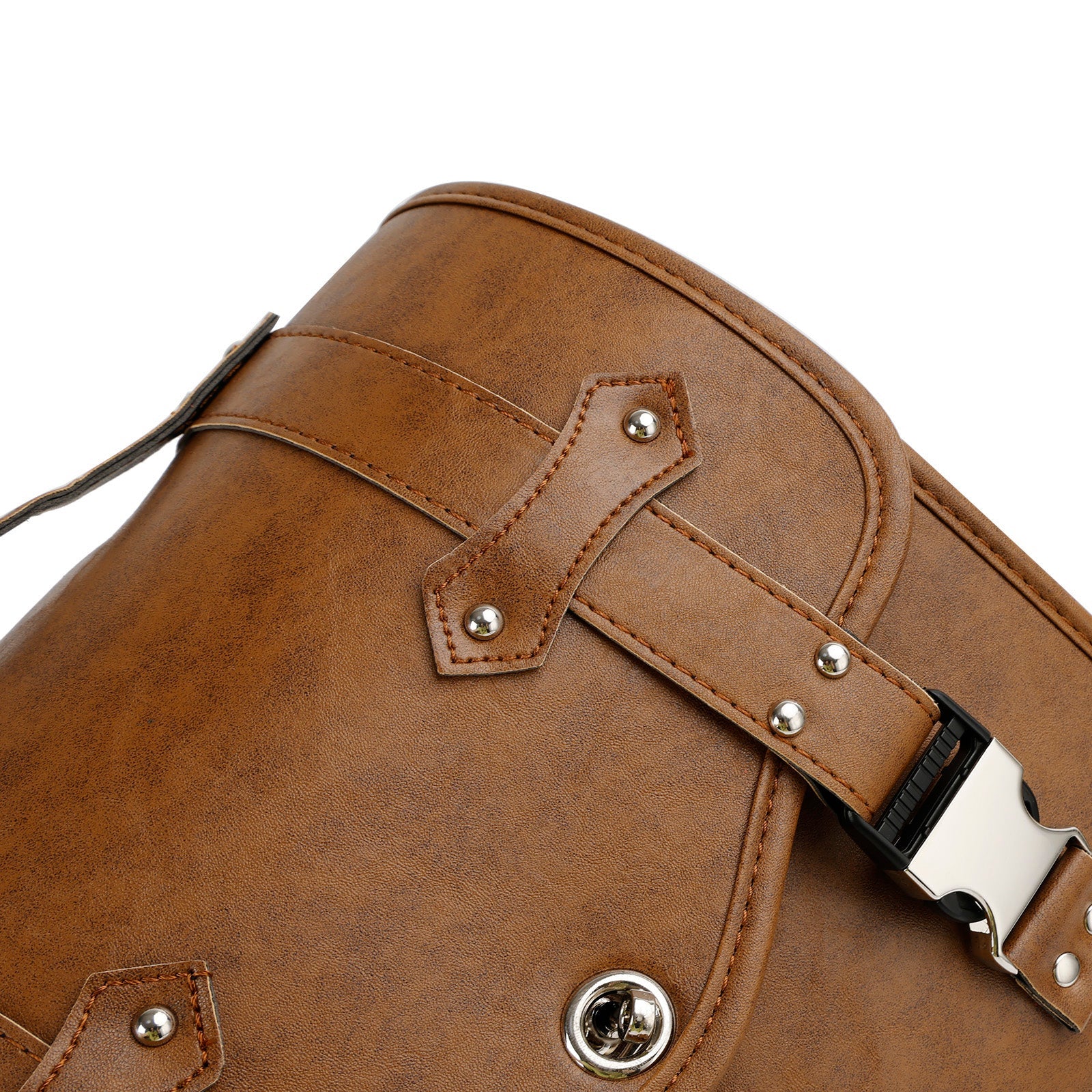 Set Of Quick Release Saddlebag W/ Bracket Luggage Storage Brown For Motorbike