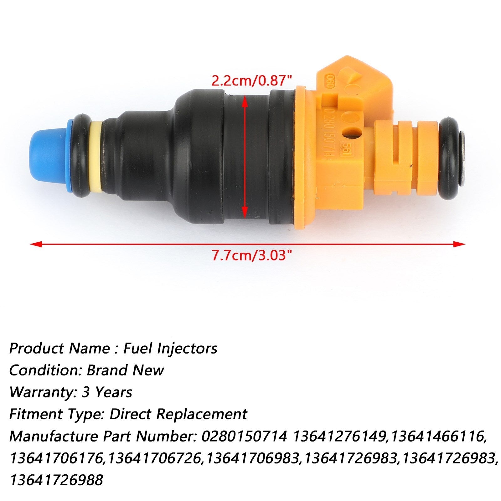 1 PCS/ 6 PCS Fuel Injector 0280150714 Connectors Fit BMW L7 1986-1987