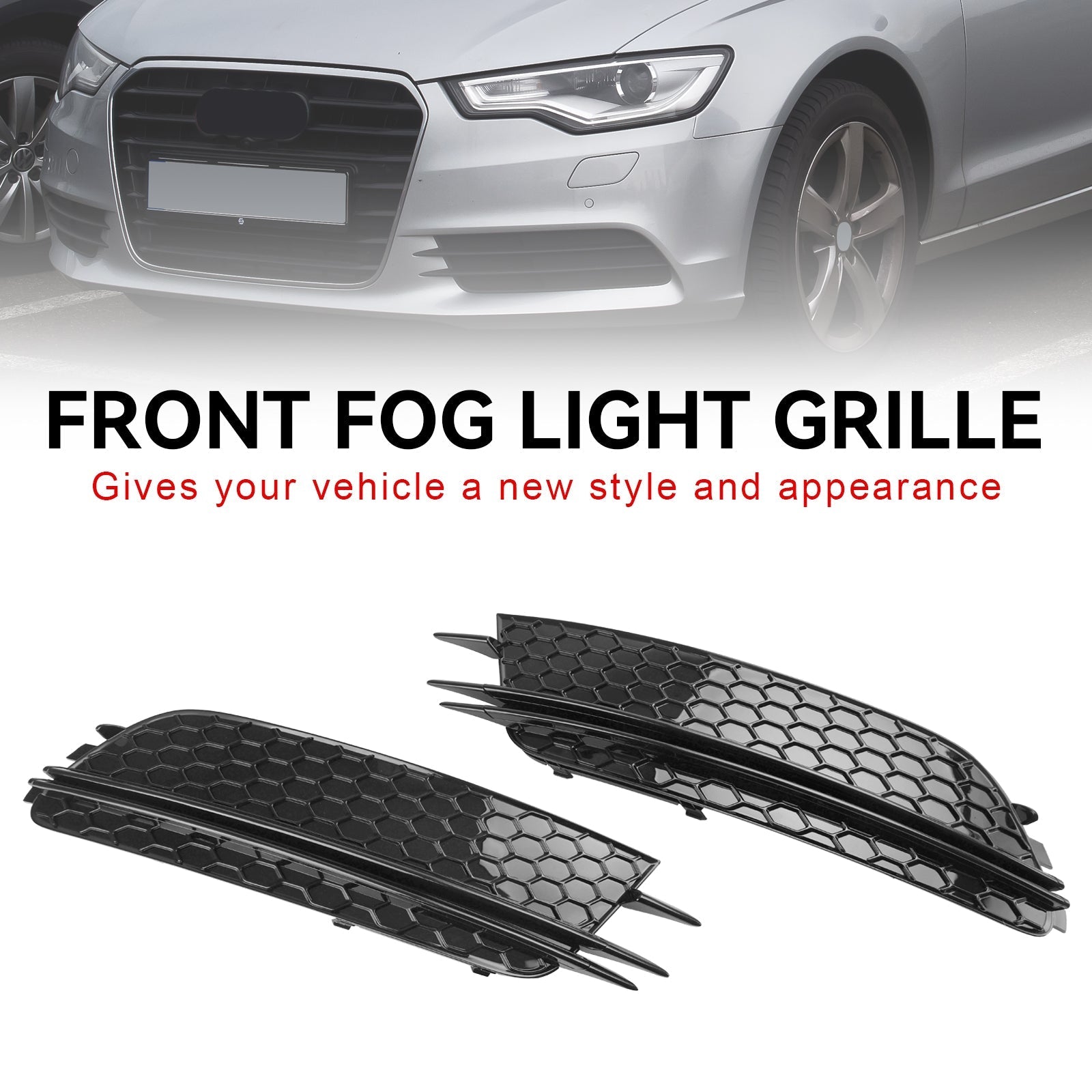 2012-2015 Audi A6 4G C7 2PCS Front Fog Light Cover Bezel Grille Grill