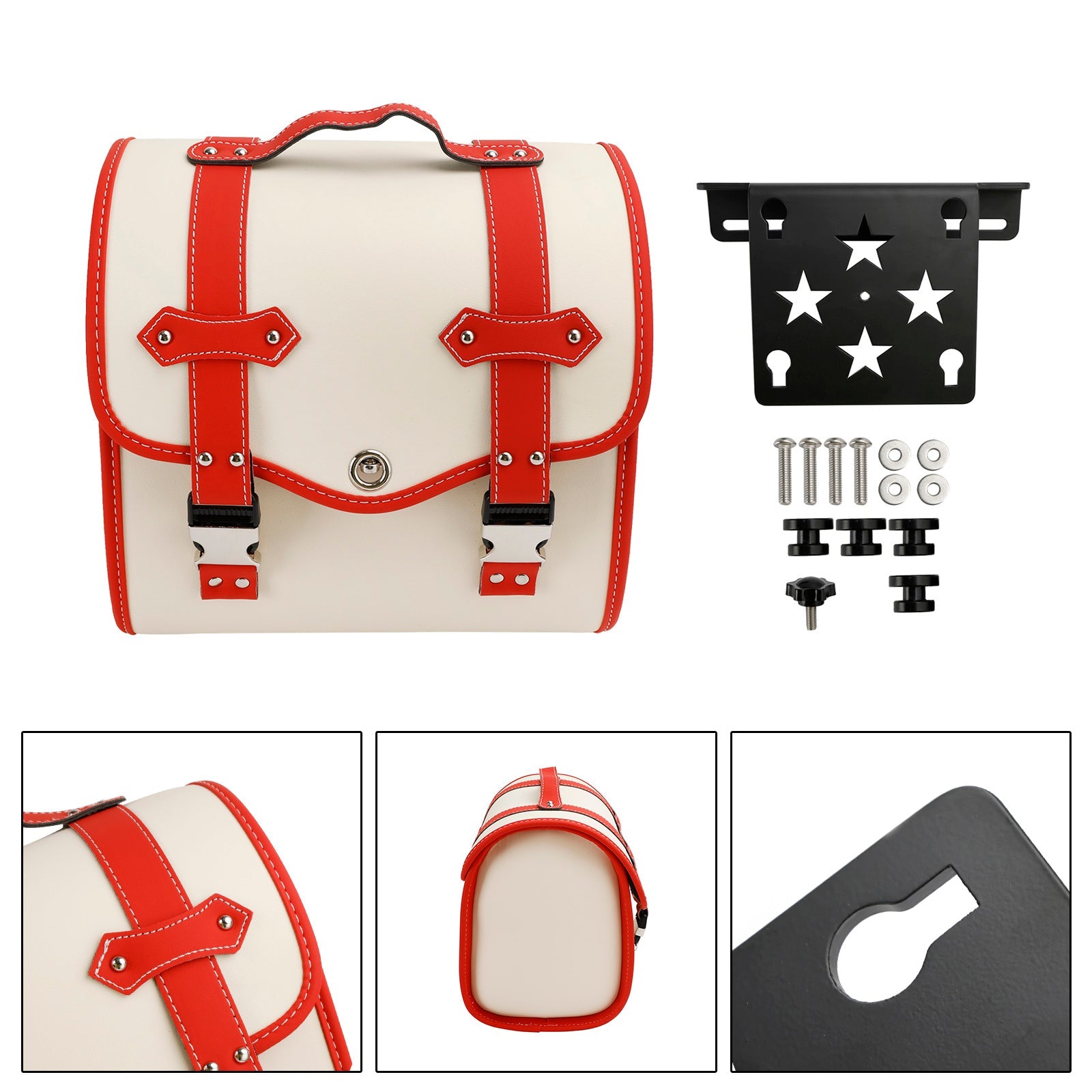 Set Of Quick Release Saddlebag W/ Bracket Luggage Storage White For Motorbike