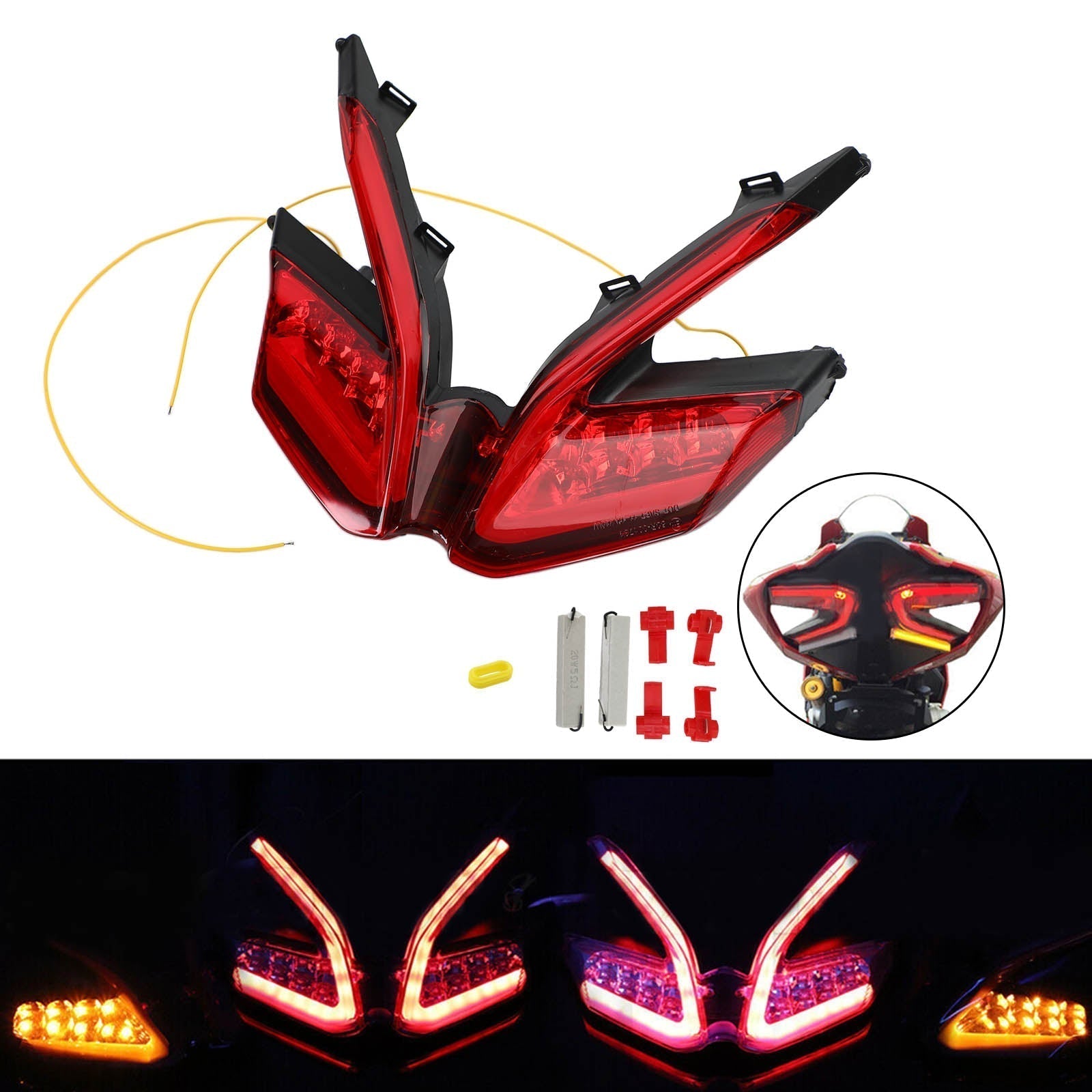 LED Integrated Tail Light Turn Signals For Ducati 959 899 1299 1199 Panigale Black