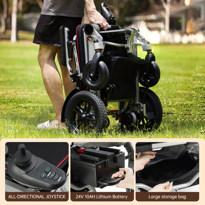 Seniors Compact Portable Airline Approved Electric Wheelchair for Adults Intelligent Power Wheelchairs Lightweight Foldable All Terrain Motorized Wheelchair