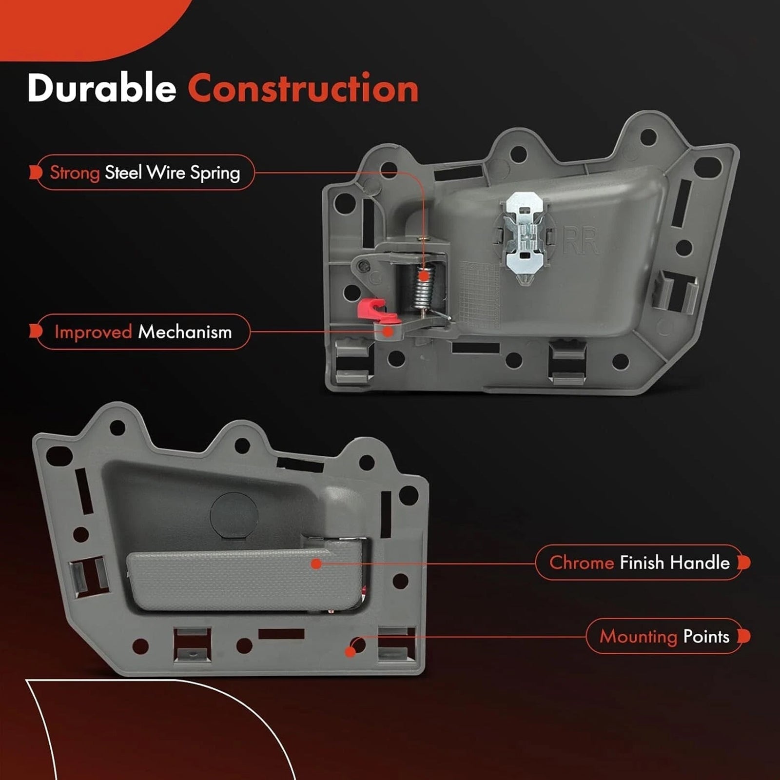 4pcs Front Rear LH&RH Inside Inner Door Handle Gray For Jeep Grand Cherokee 2005-2011