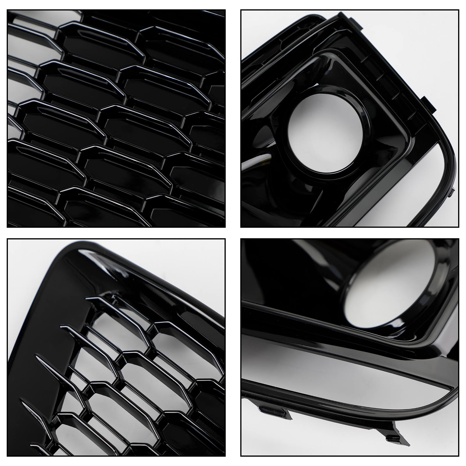 2018 2019 2020 Audi Q5 SQ5 RSQ5 Black Front Honeycomb Fog Lamp Grilles Cover
