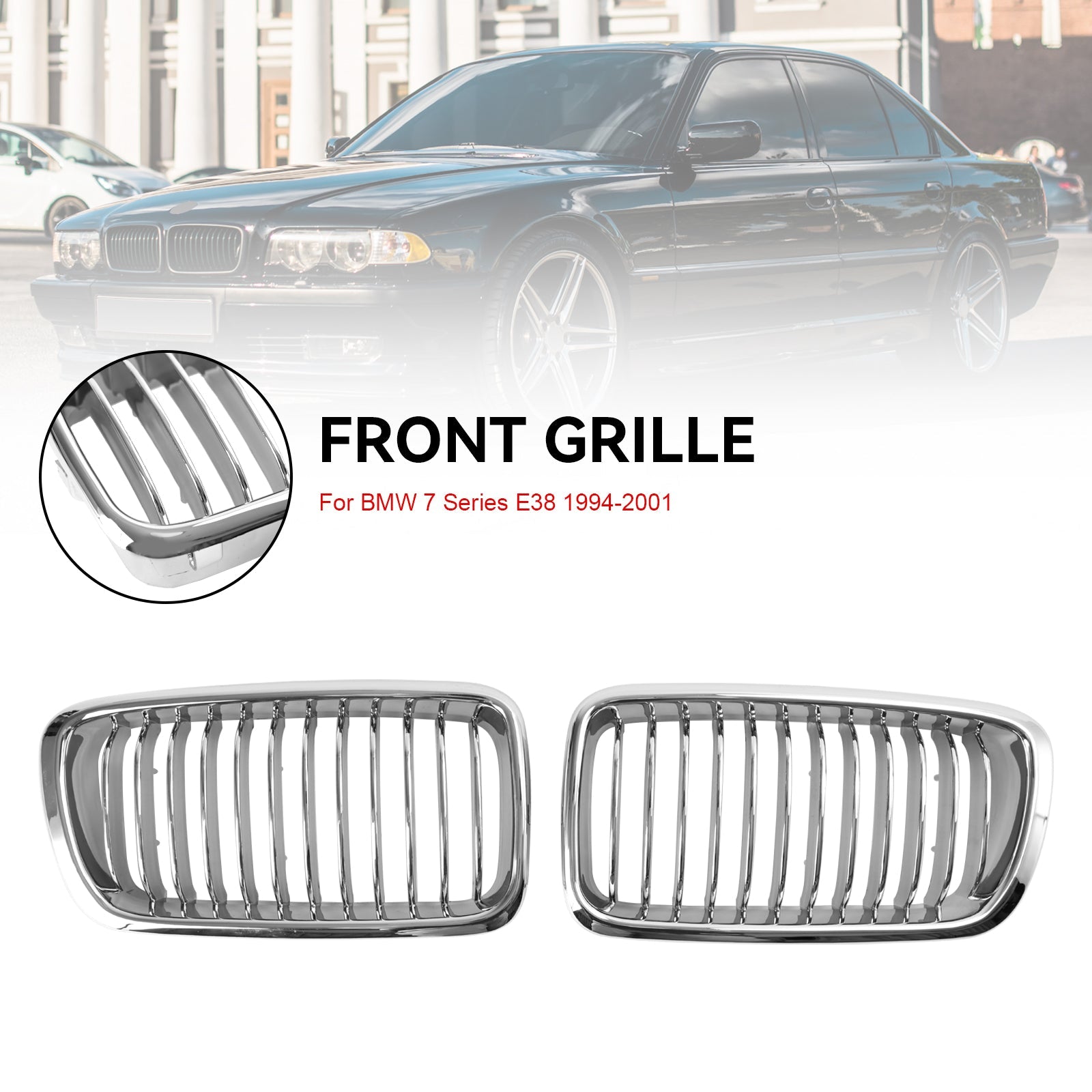 BMW 7 Series E38 1994-2001 Chrome Front Kidney Grill Grille 2PCS