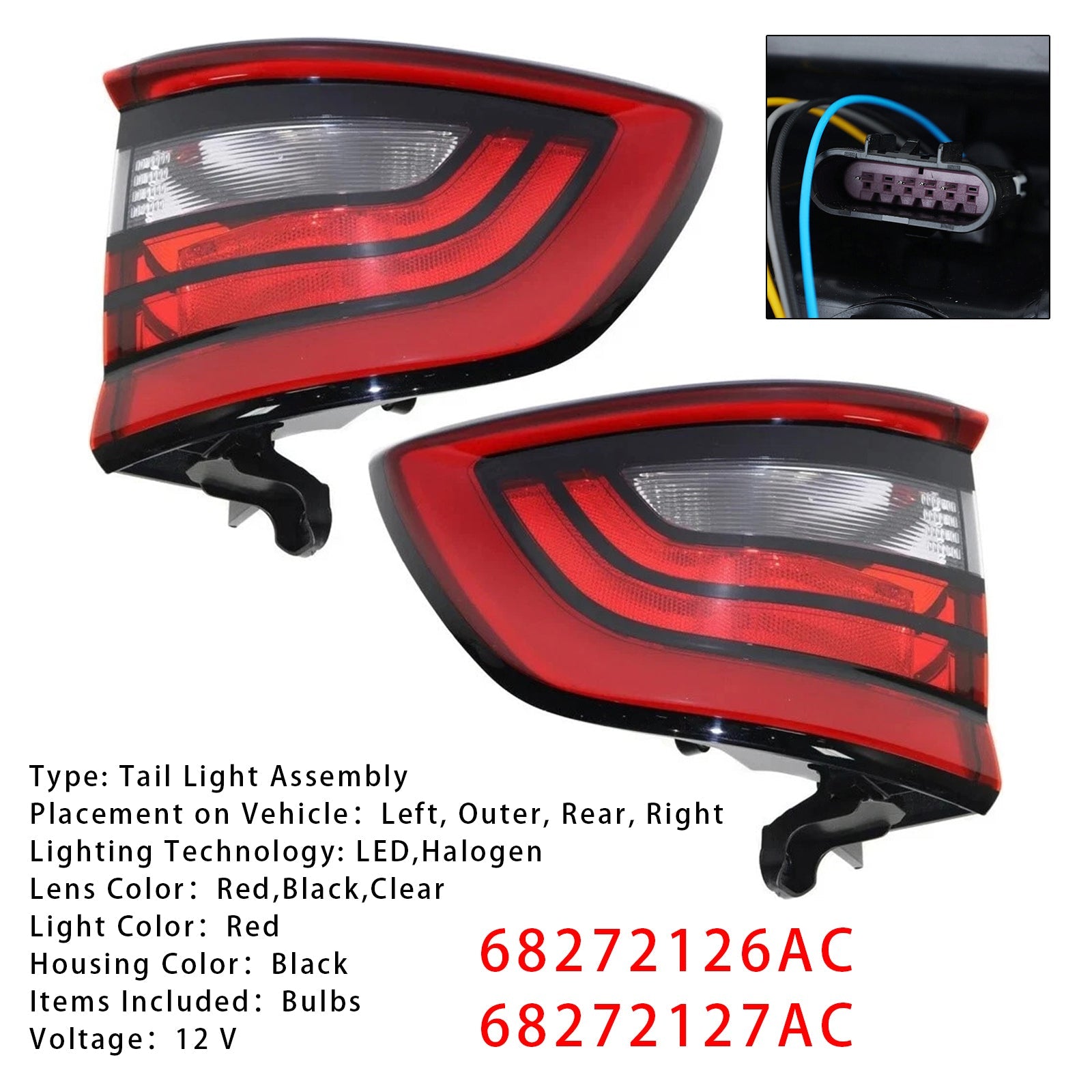 2021 Durango SRT Hellcat Left+Right Rear Tail Light Lamp 68272126AC 68272127AC