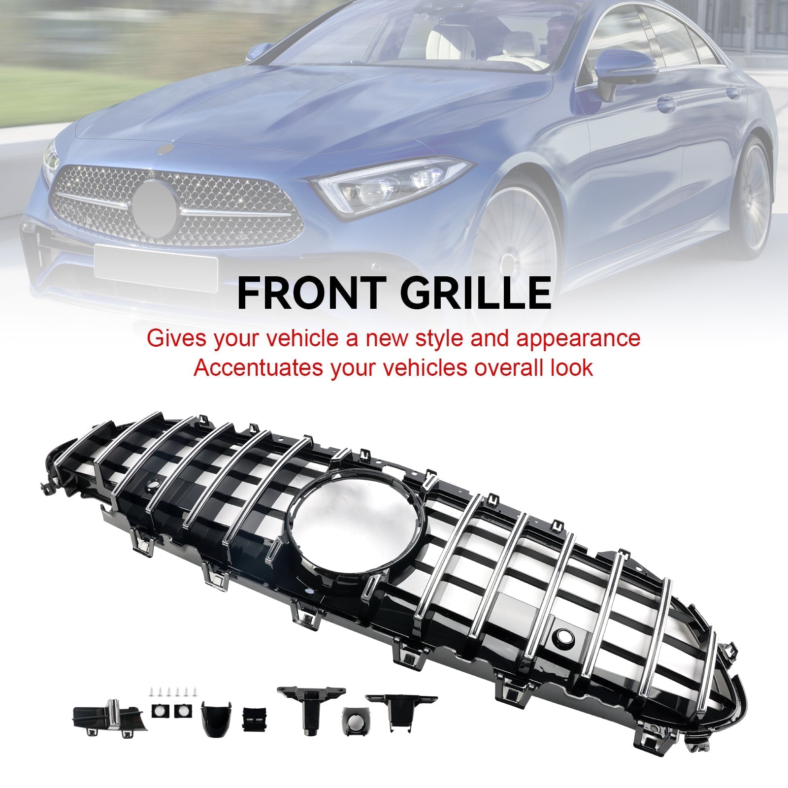2018 2019 2020 2021 2022 2023 2024 Mercedes CLS C257 W257 Coupe Chrome Front Bumper Grille Grill