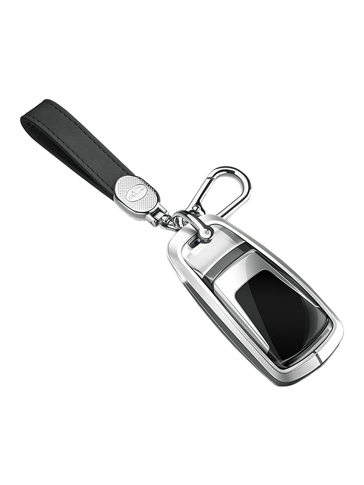 Aluminum Alloy TPU Silvery Car Key Case Cover With Buckle For Audi a6l a4l a3