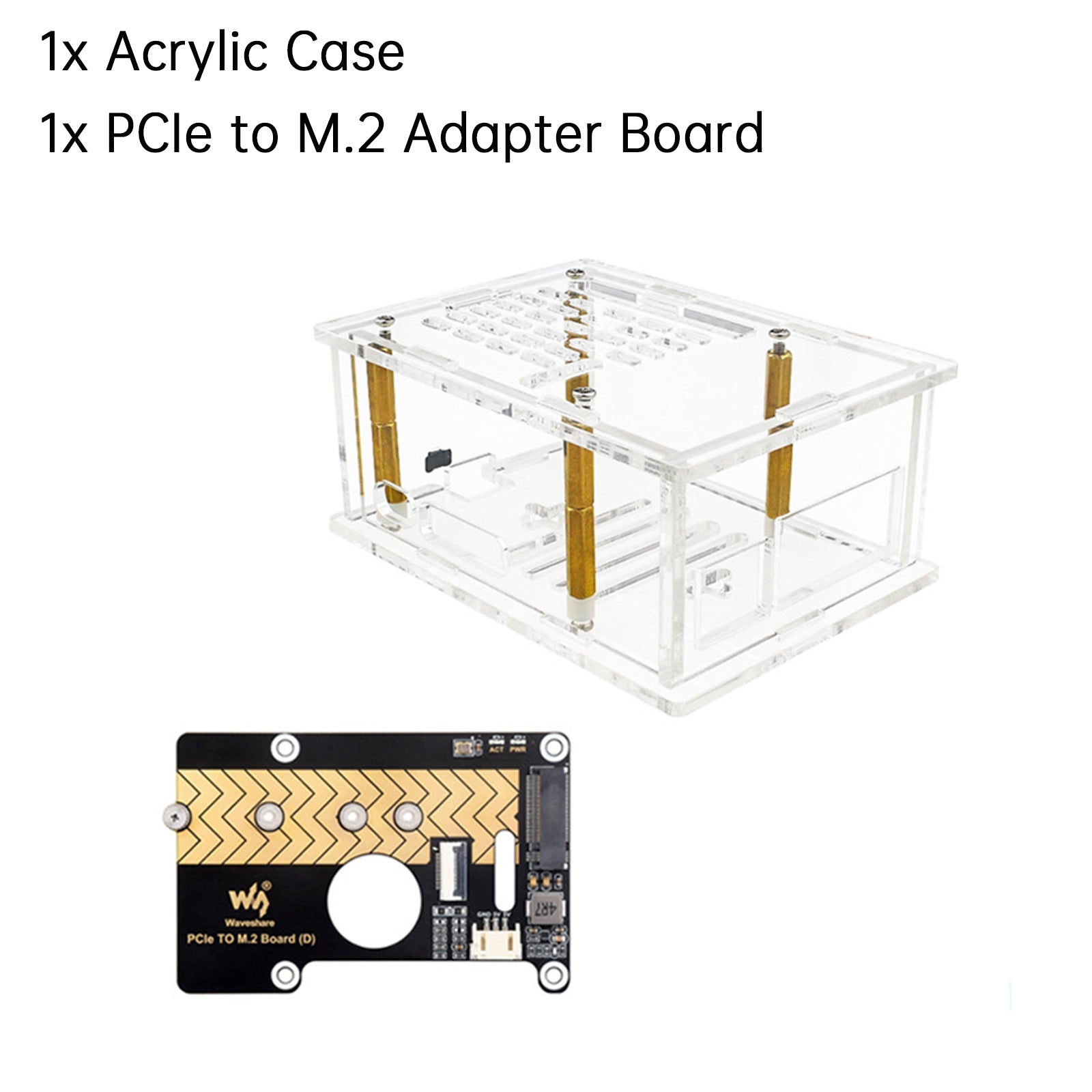 Raspberry Pi5 PCI-E Adapter Case PCIe to M.2 Adapter Board Acrylic Box Radiator