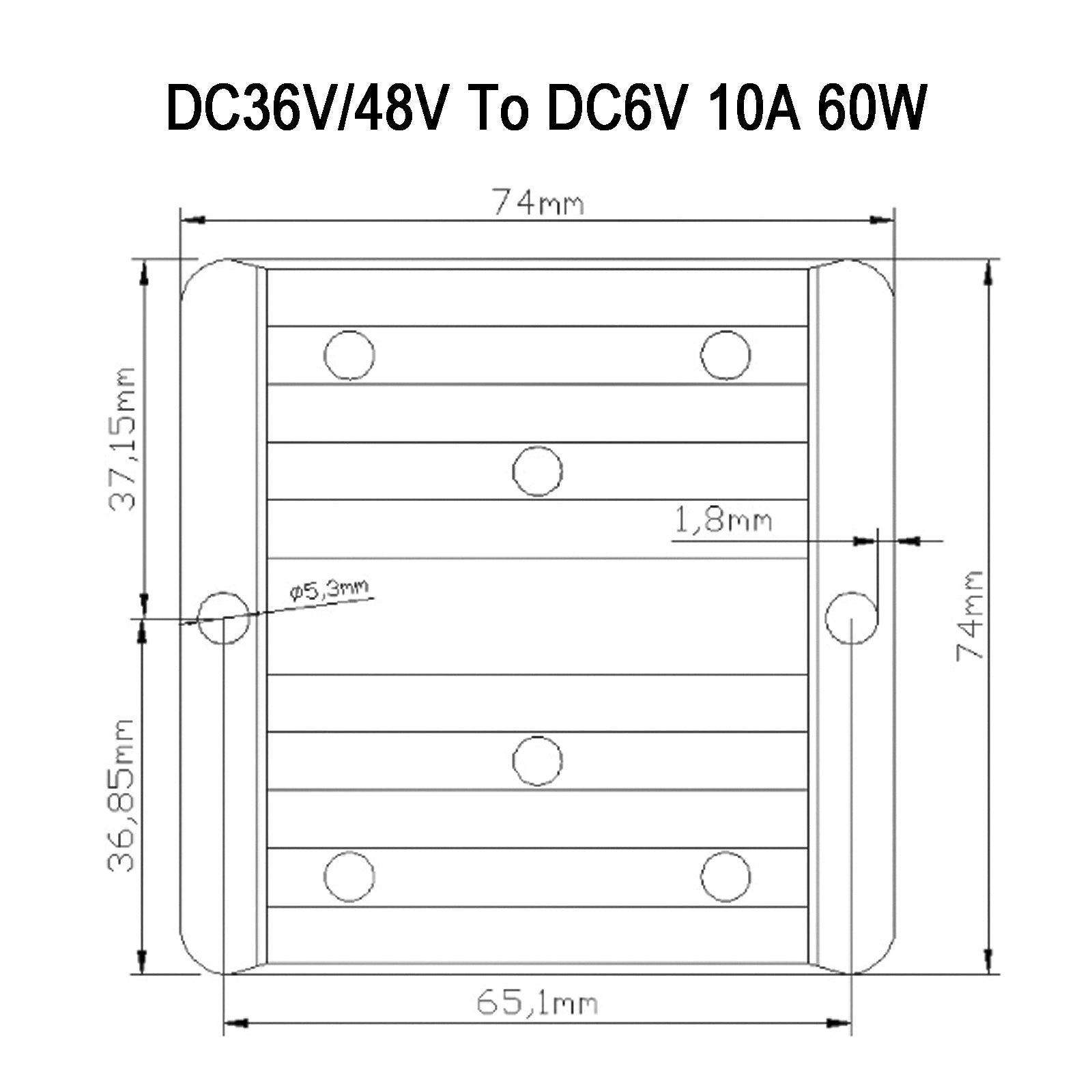 Waterproof DC 36V/48V to 6V 60W 10A Step-Down Power Supply Converter Regulator
