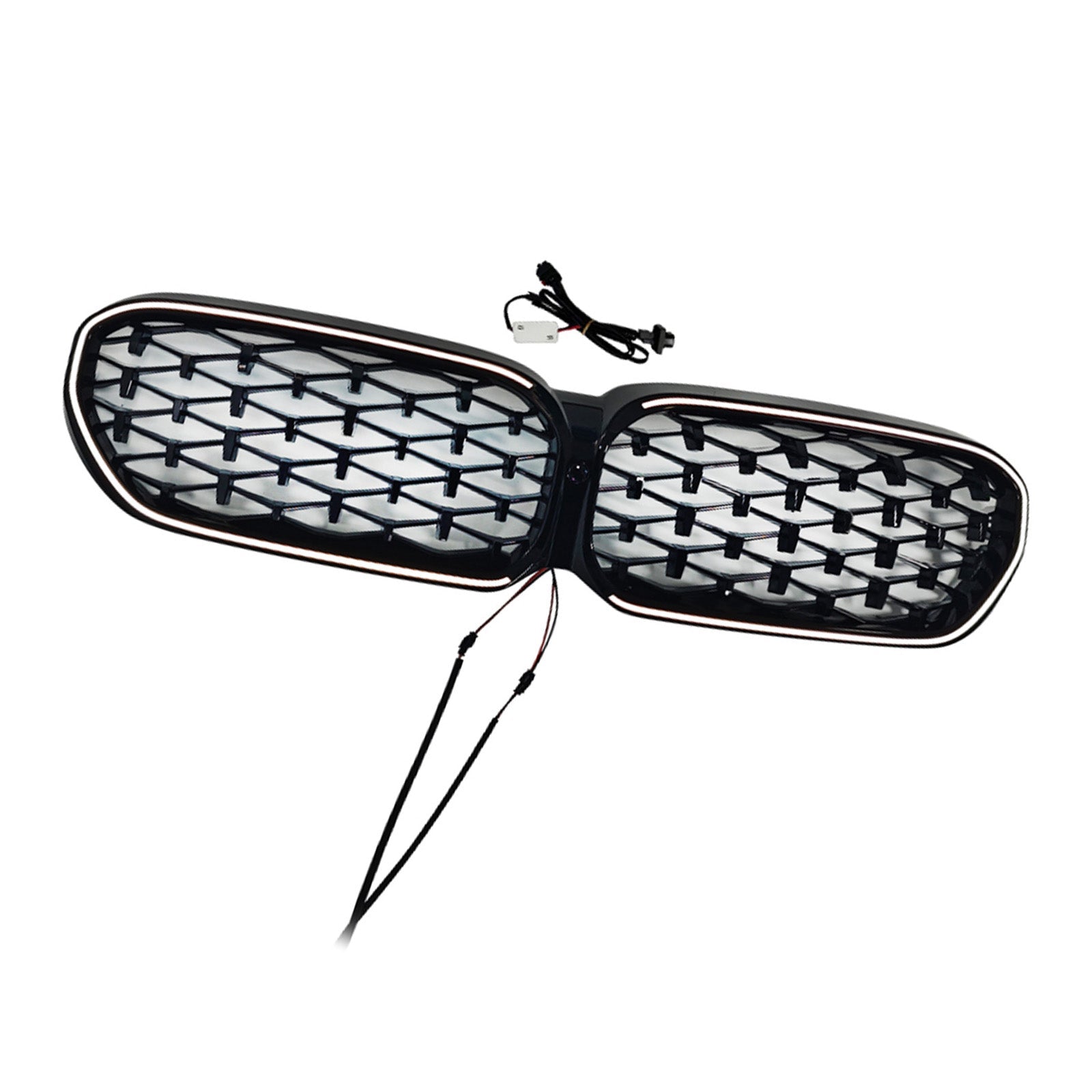 2021-2024 Fit BMW 5 Series G30 G38 Diamond Front Kidney Grill Grille Black