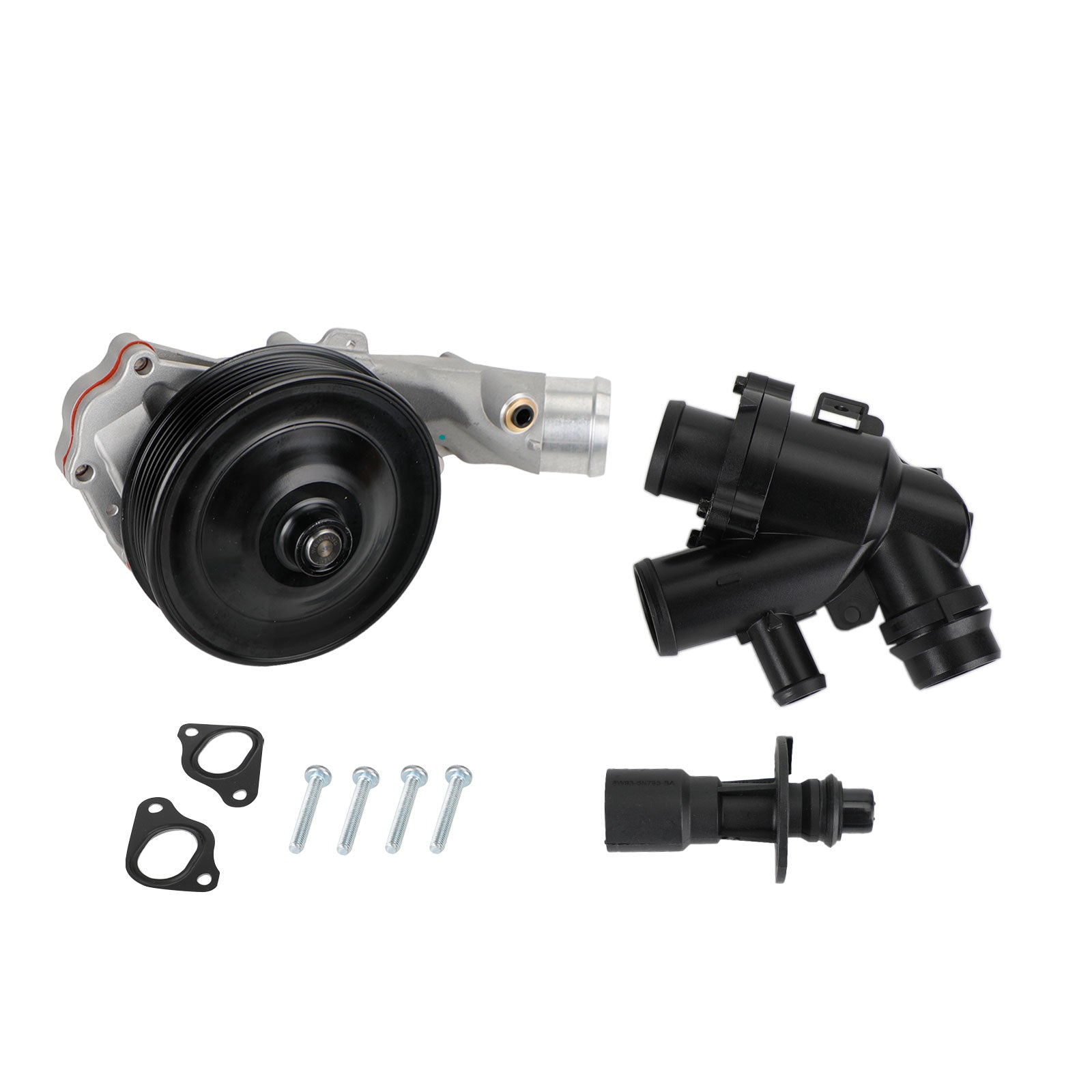 Jaguar Land Rover V8 Water Pump w/ Bolts Gaskets Connector + Thermostat Kit
