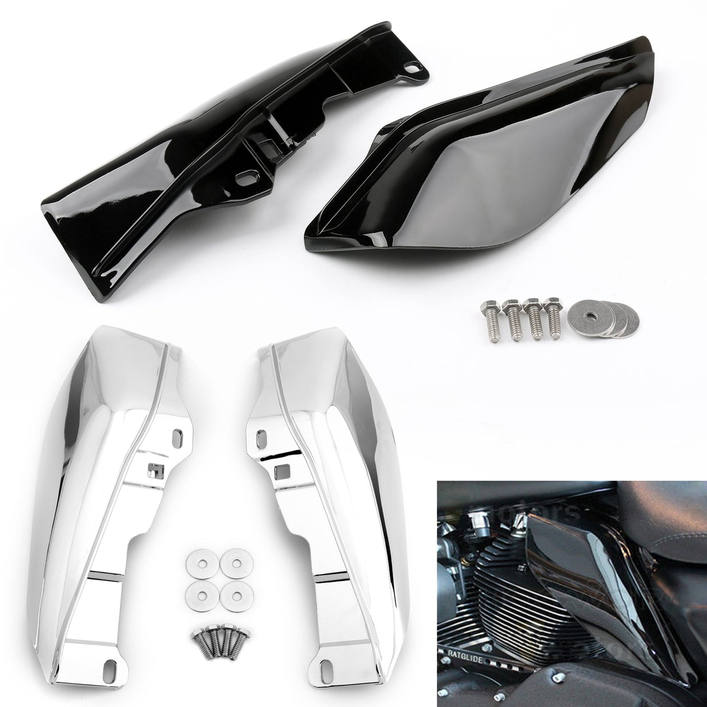 Harley Touring Street Glide Generic Black Mid-Frame Air Heat Deflector Trim Shield For