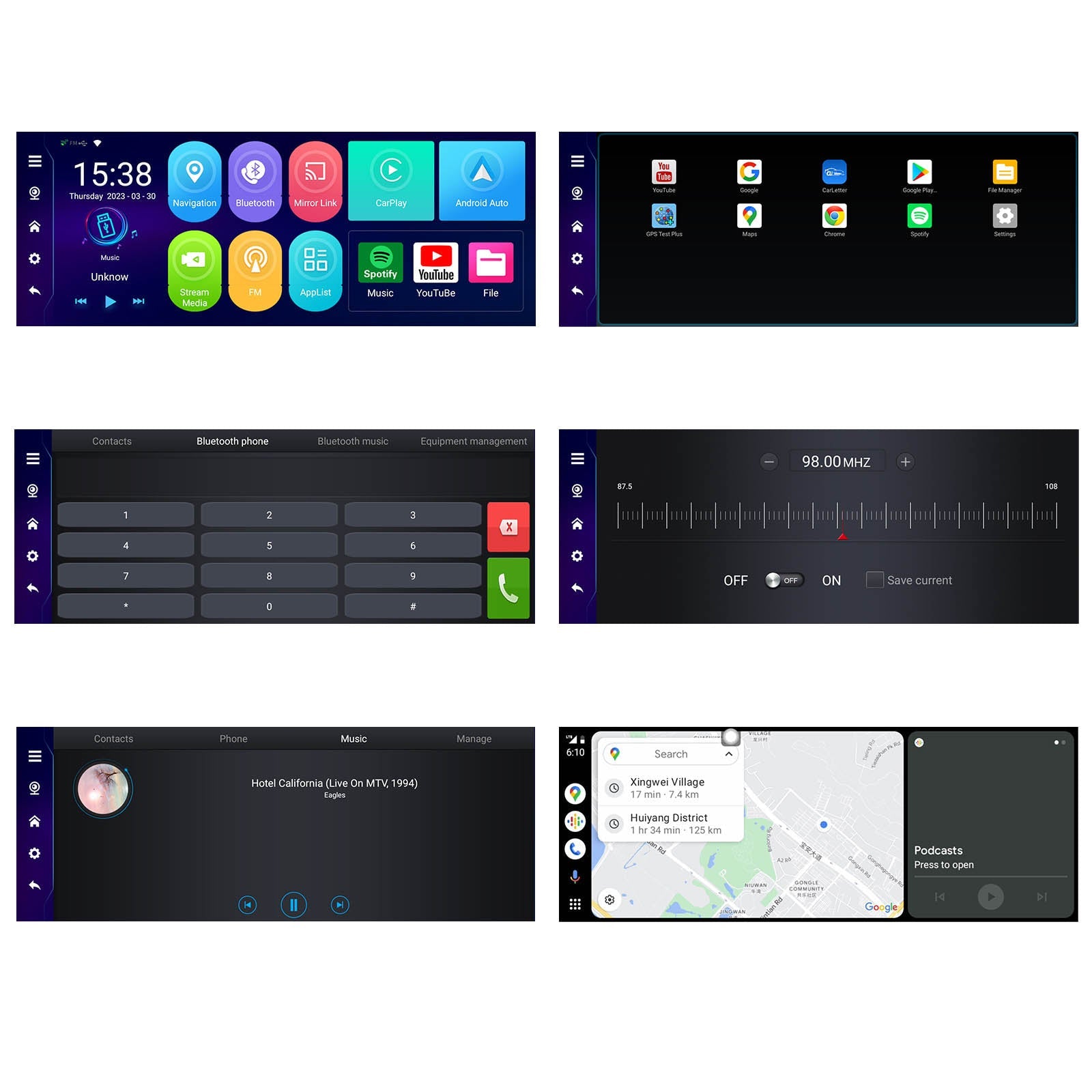 10.77" Portable Bluetooth Car Navigation Wireless Carplay HD Large Touch Screen