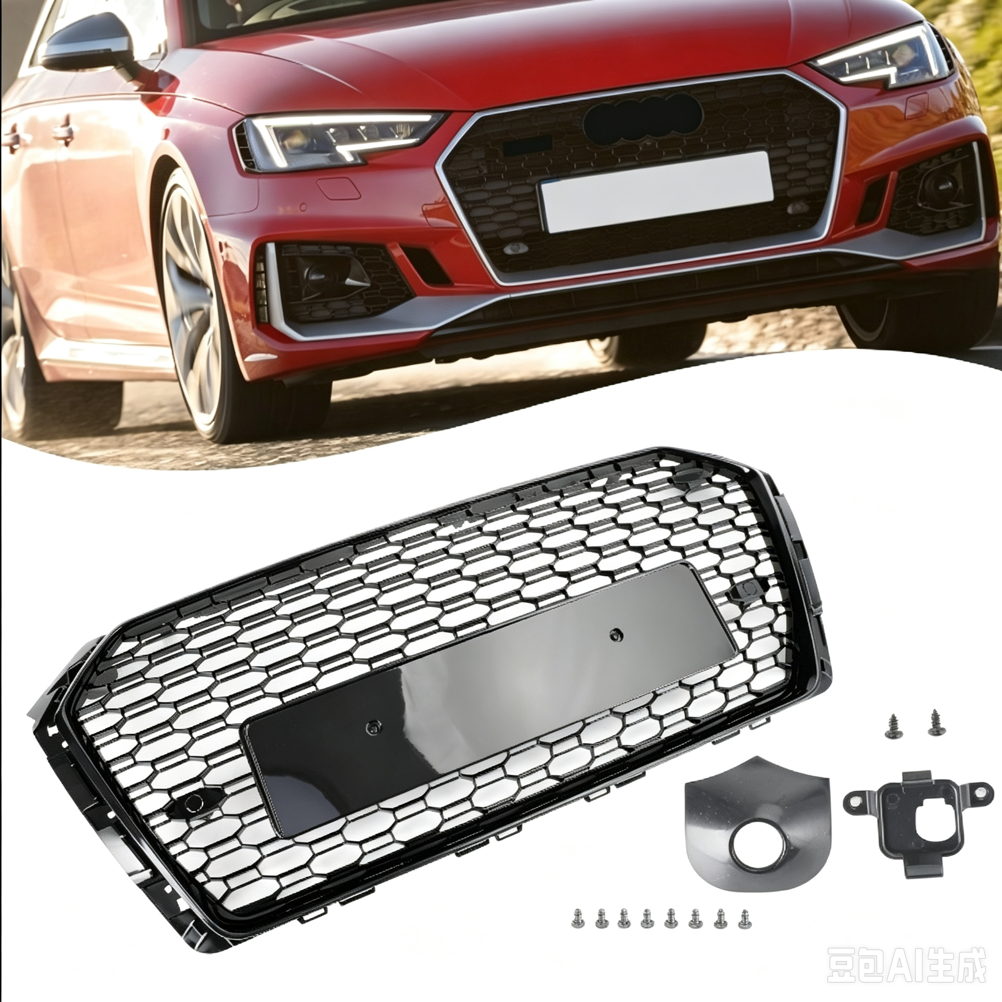 2017 2018 2019 Audi A4/S4 B9 RS4 Style Honeycomb Mesh Hex Grille Grill Black