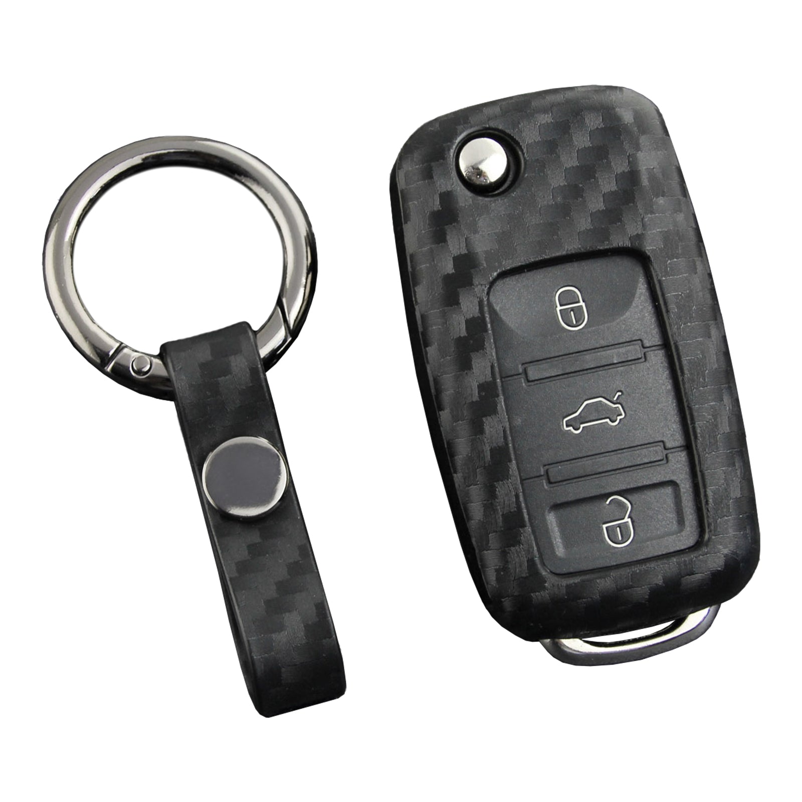 Leather Silicone Car Key Case Cover With Buckle For Volkswagen Golf MK6