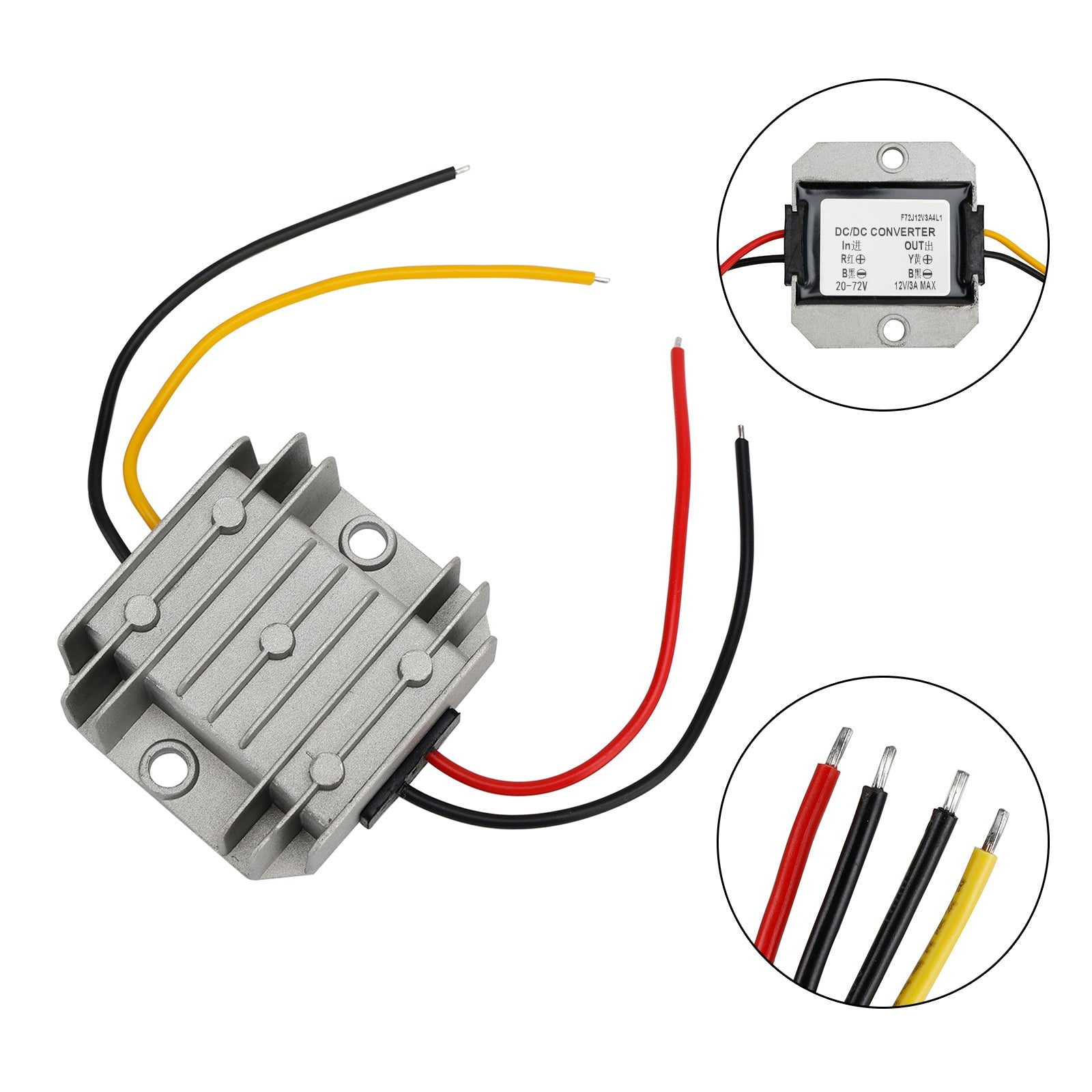 Waterproof Buck Step Down Converter 20-72V to DC12V 3A Car Power Module