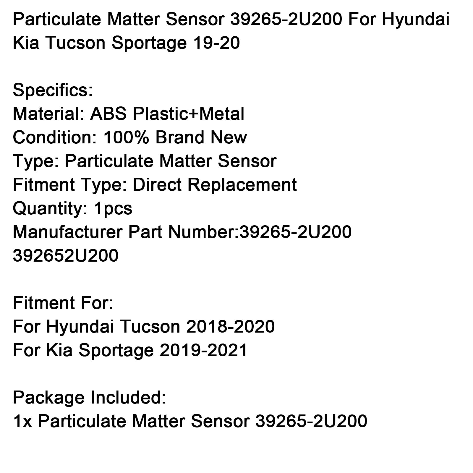 2019-2021 Kia Sportage Particulate Matter Sensor 39265-2U200