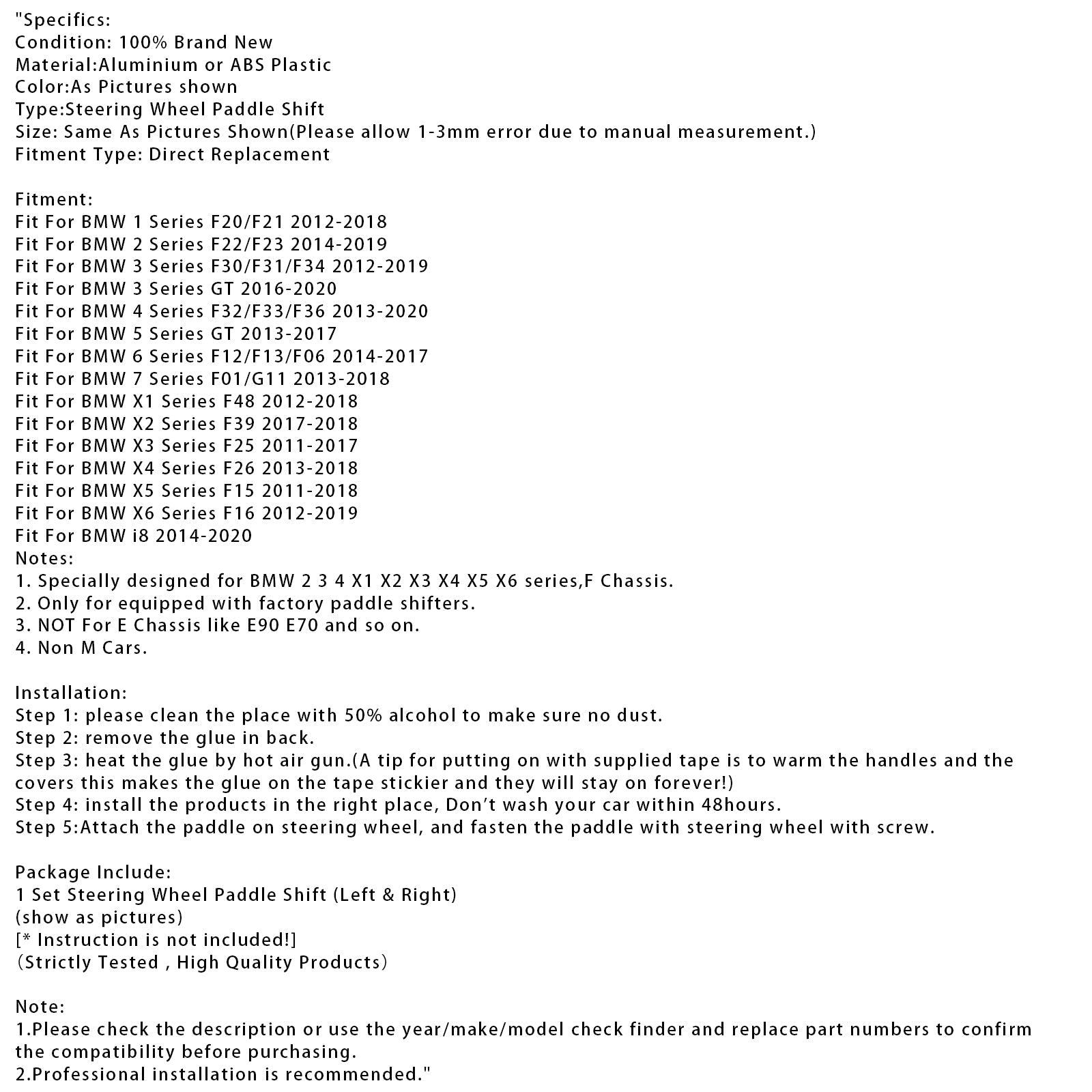Steering Wheel Paddle Shifter Extensions For BMW F22 F23 X1 X6