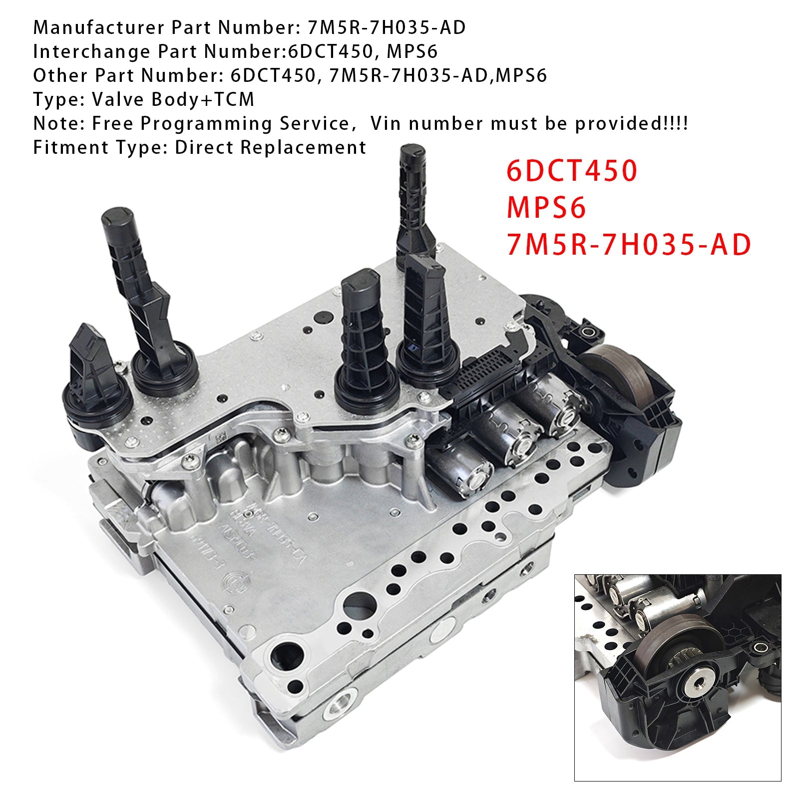 2010-2011 FORD S-MAX 2.0L Transmission Mechatronic Valve Body+TCM 6DCT450 MPS6 7M5R-7H035-AD